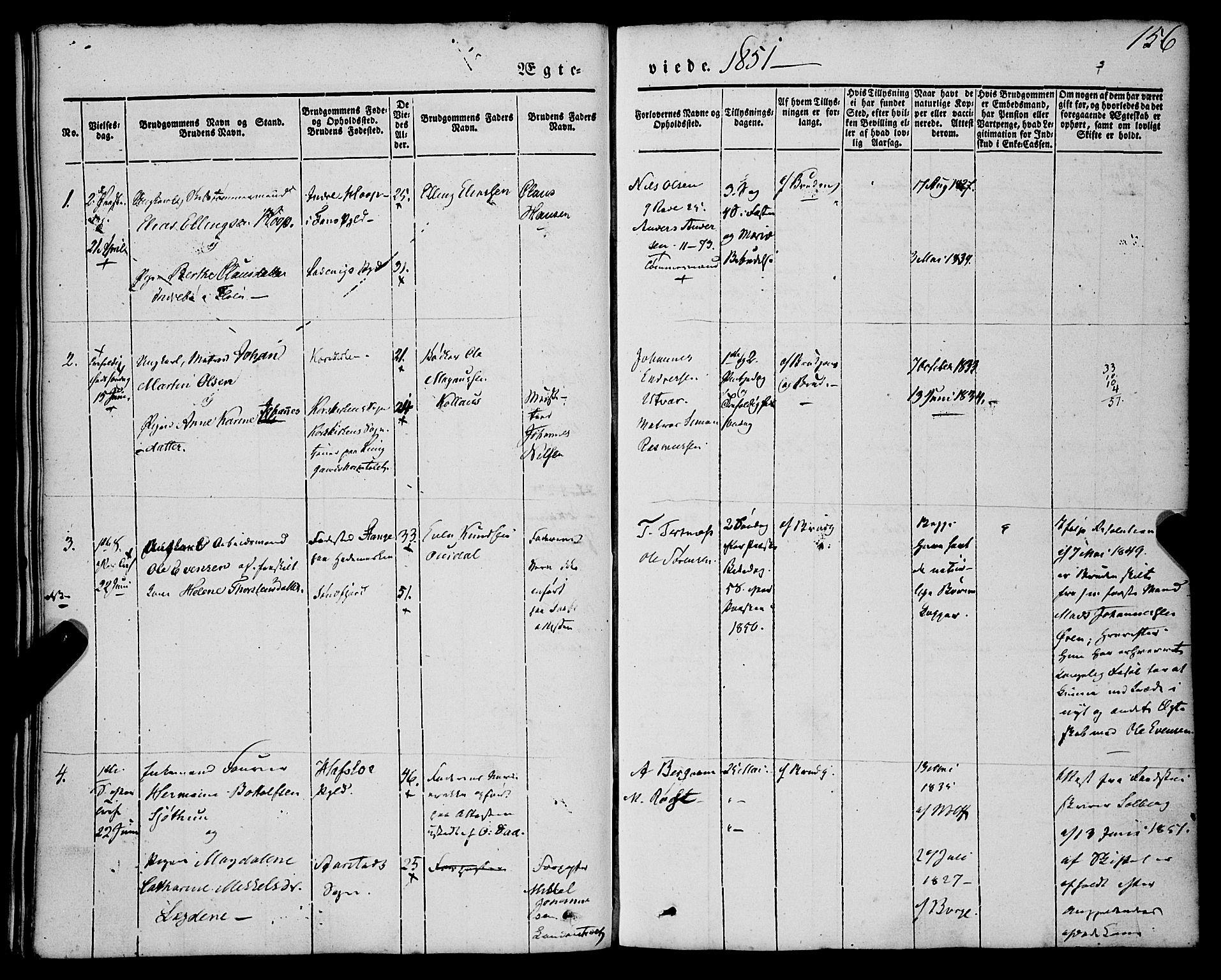 St. Jørgens hospital og Årstad sokneprestembete, AV/SAB-A-99934: Parish register (official) no. A 4, 1844-1863, p. 156