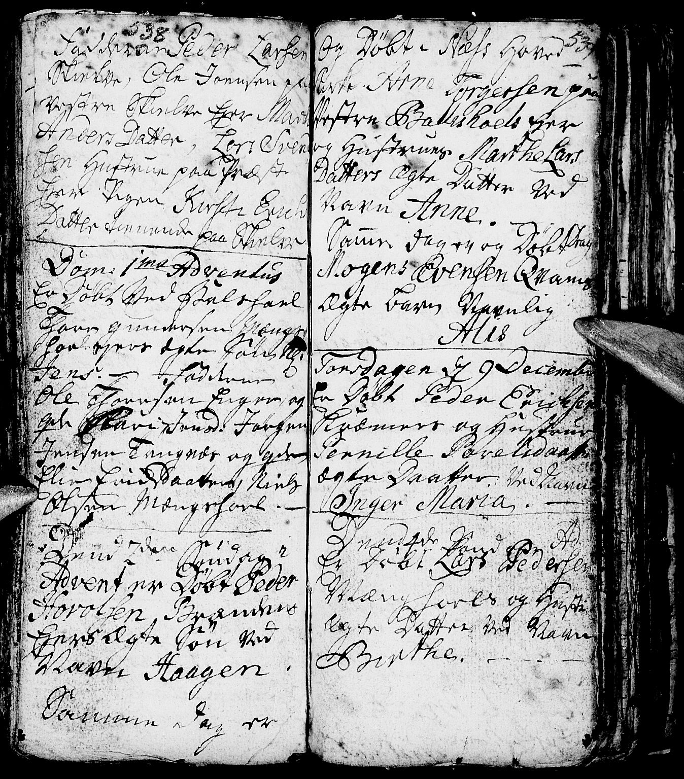 Nes prestekontor, Hedmark, AV/SAH-PREST-020/L/La/L0001: Parish register (copy) no. 1, 1663-1784, p. 538-539