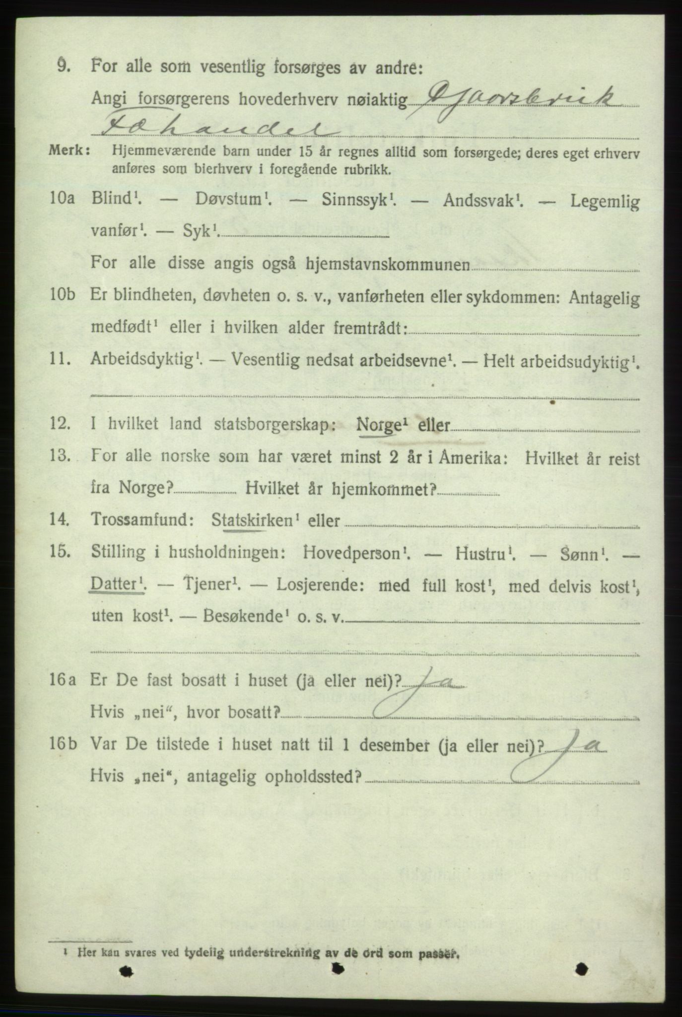 SAB, 1920 census for Skånevik, 1920, p. 5084