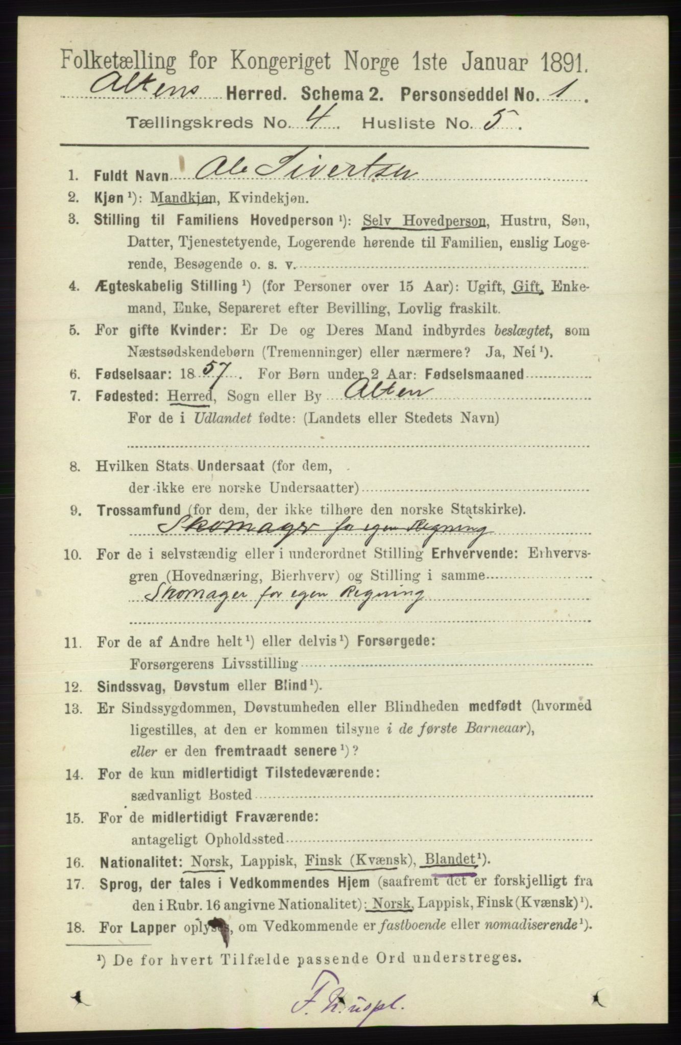 RA, 1891 census for 2012 Alta, 1891, p. 1381