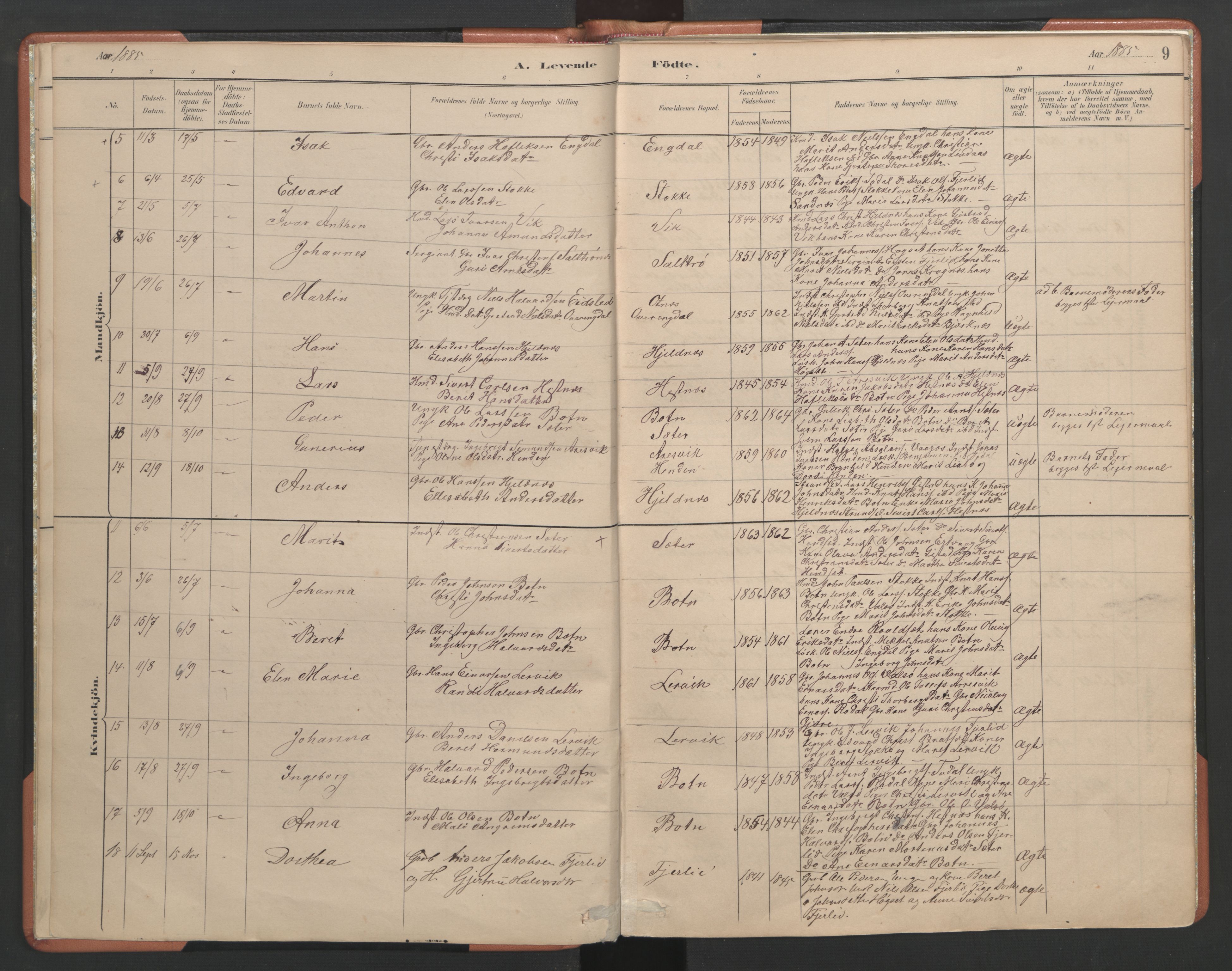 Ministerialprotokoller, klokkerbøker og fødselsregistre - Møre og Romsdal, AV/SAT-A-1454/580/L0926: Parish register (copy) no. 580C01, 1882-1903, p. 9