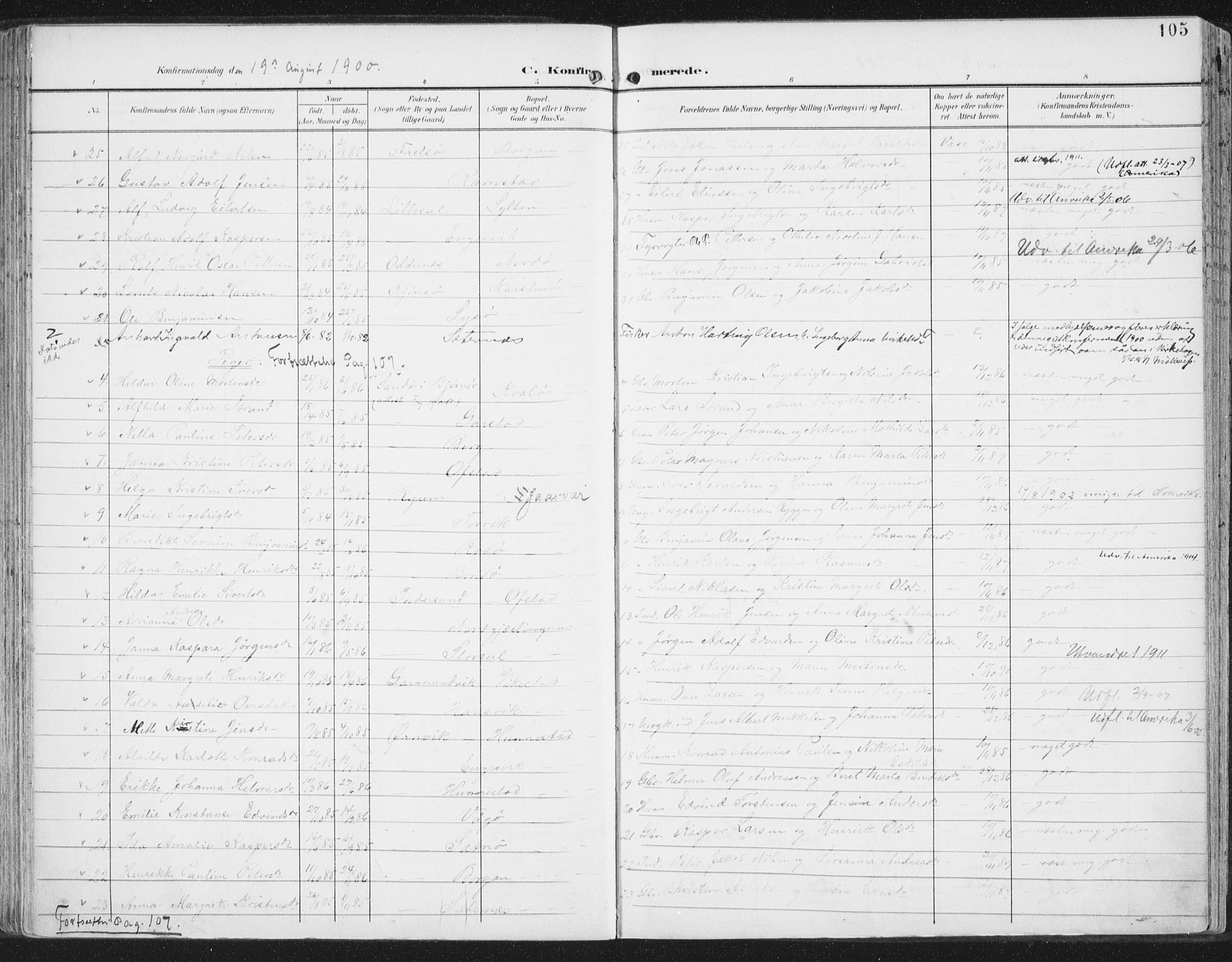 Ministerialprotokoller, klokkerbøker og fødselsregistre - Nord-Trøndelag, SAT/A-1458/786/L0688: Parish register (official) no. 786A04, 1899-1912, p. 105