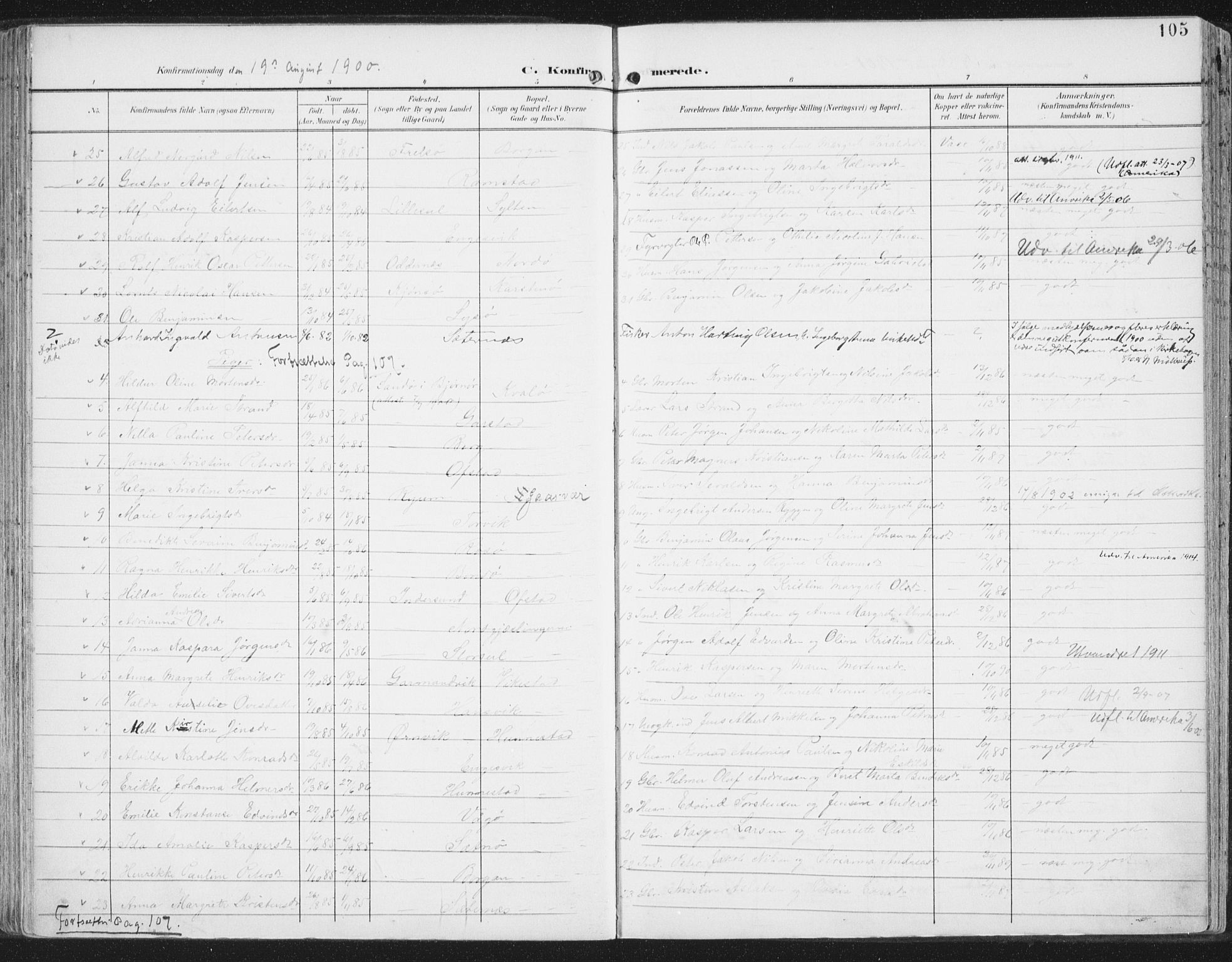 Ministerialprotokoller, klokkerbøker og fødselsregistre - Nord-Trøndelag, AV/SAT-A-1458/786/L0688: Parish register (official) no. 786A04, 1899-1912, p. 105