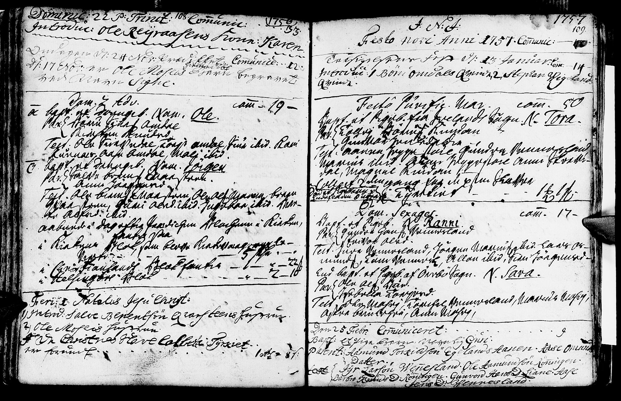 Vennesla sokneprestkontor, AV/SAK-1111-0045/Fa/Fab/L0001: Parish register (official) no. A 1, 1741-1794, p. 108-109