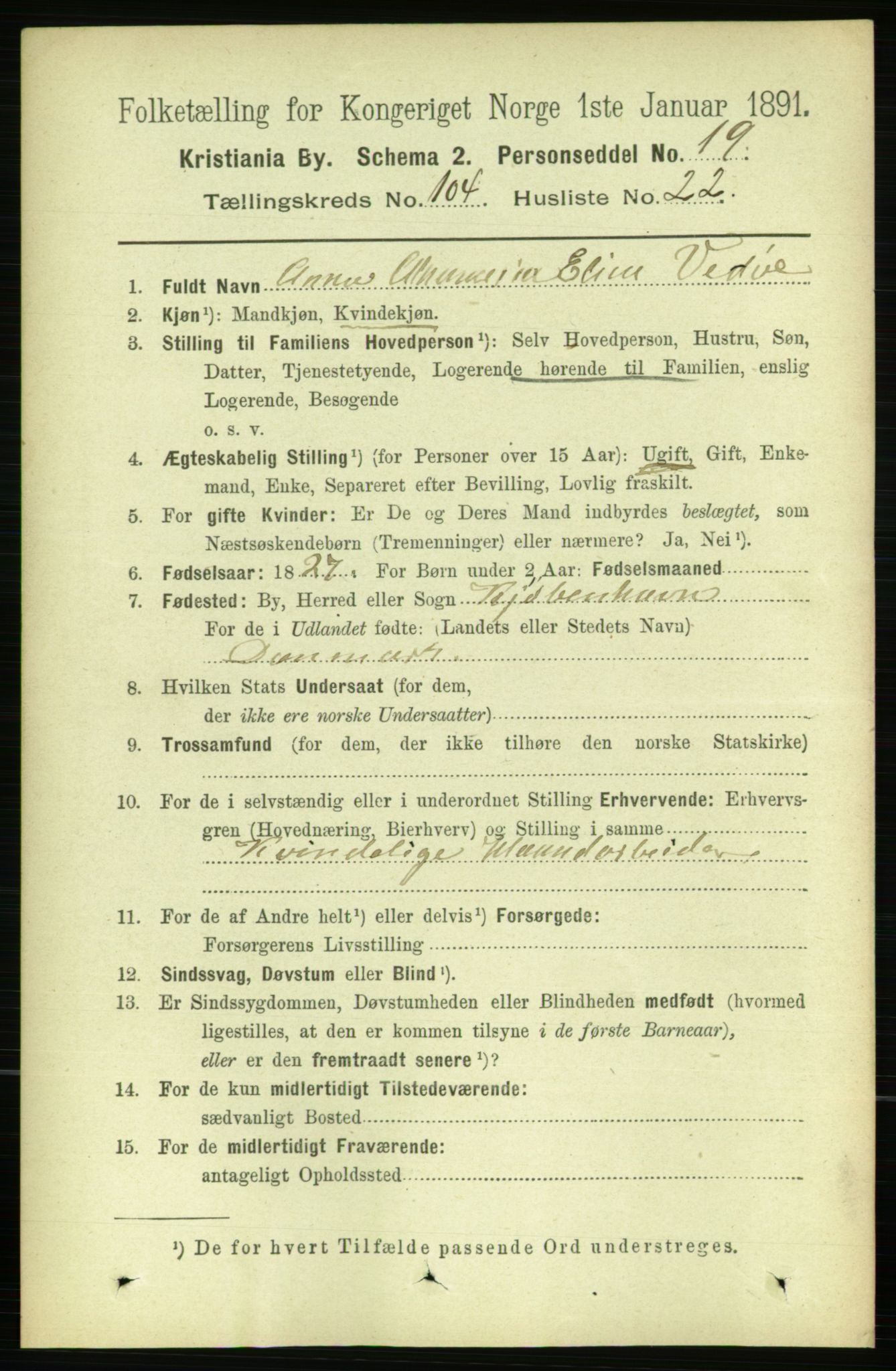 RA, 1891 census for 0301 Kristiania, 1891, p. 52621