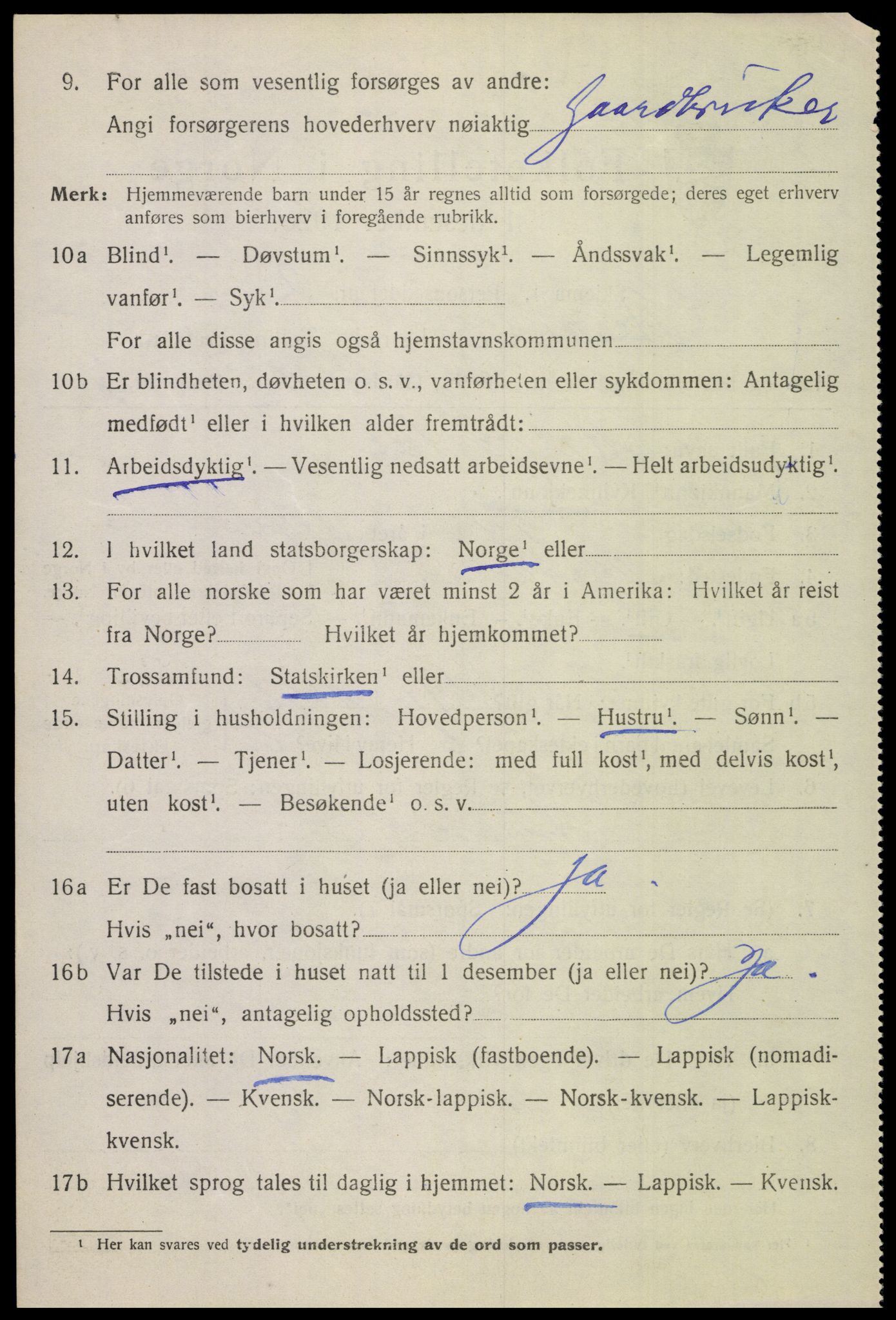 SAT, 1920 census for Beiarn, 1920, p. 2857