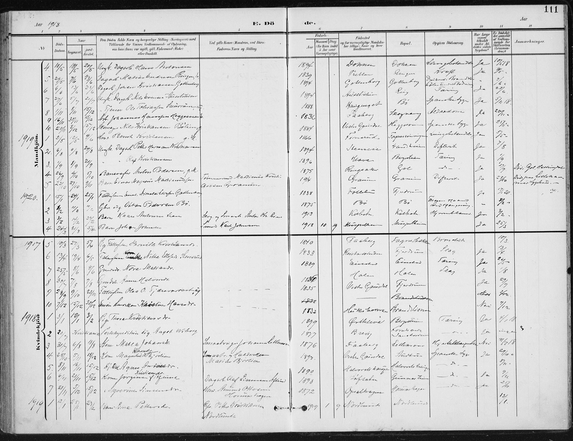 Østre Gausdal prestekontor, AV/SAH-PREST-092/H/Ha/Haa/L0005: Parish register (official) no. 5, 1902-1920, p. 111