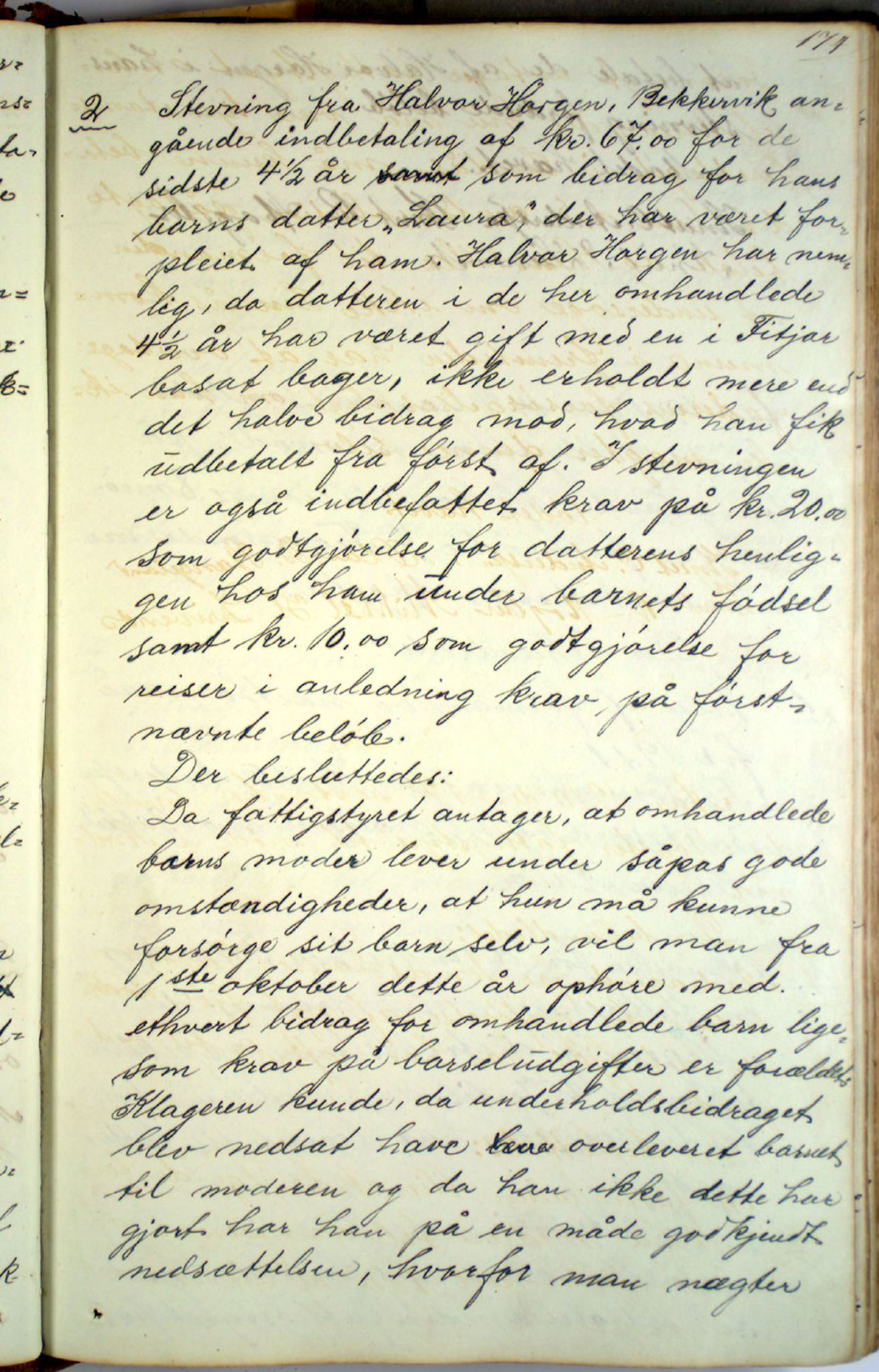 Austevoll kommune. Fattigstyret, IKAH/1244-311/A/Aa/L0001: Møtebok for Møgster fattigkommisjon og fattigstyre, 1846-1920, p. 174a