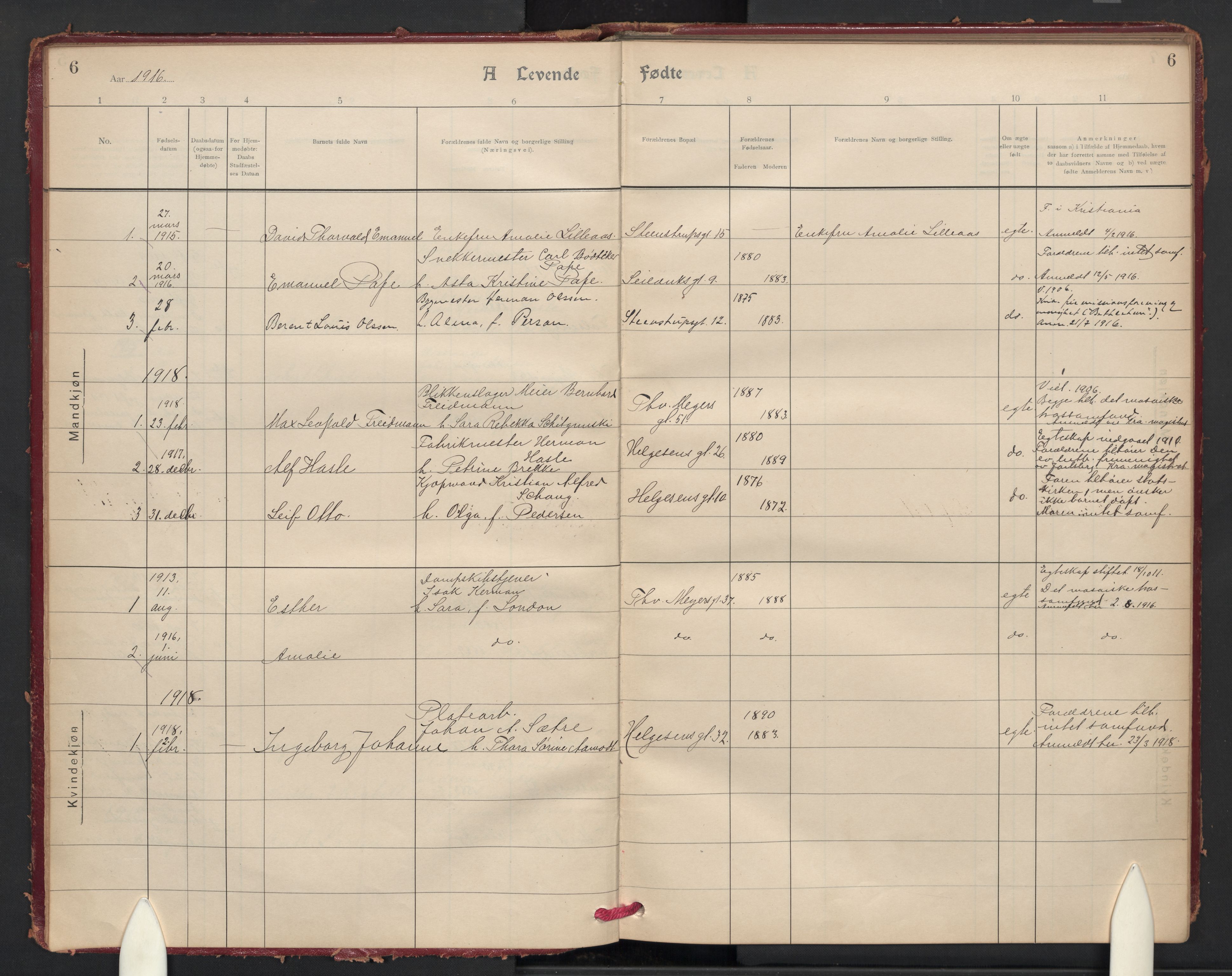 Paulus prestekontor Kirkebøker, AV/SAO-A-10871/F/Fa/L0020: Parish register (official) no. 20, 1906-1934, p. 6