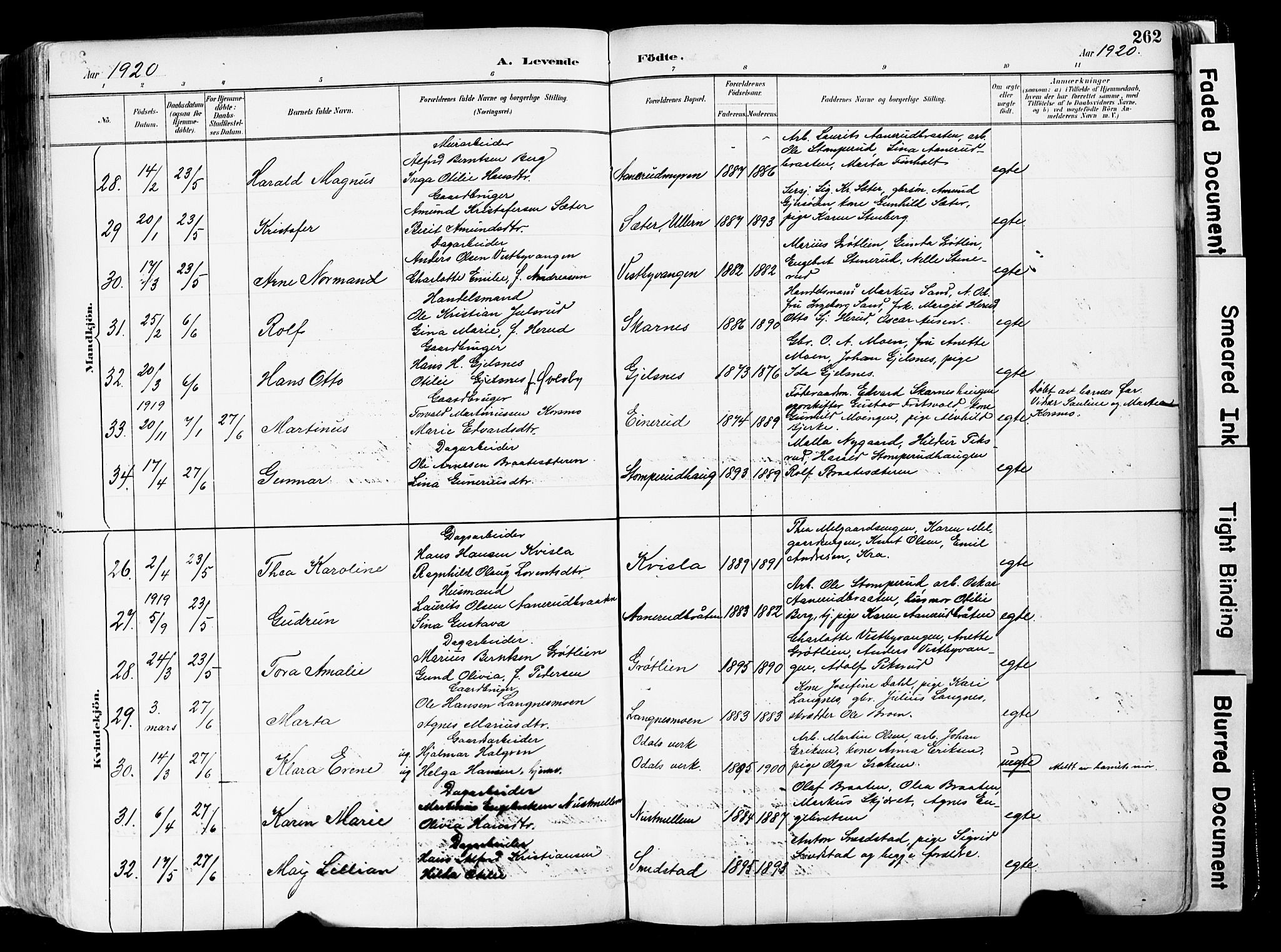 Sør-Odal prestekontor, SAH/PREST-030/H/Ha/Haa/L0006: Parish register (official) no. 6, 1886-1931, p. 262