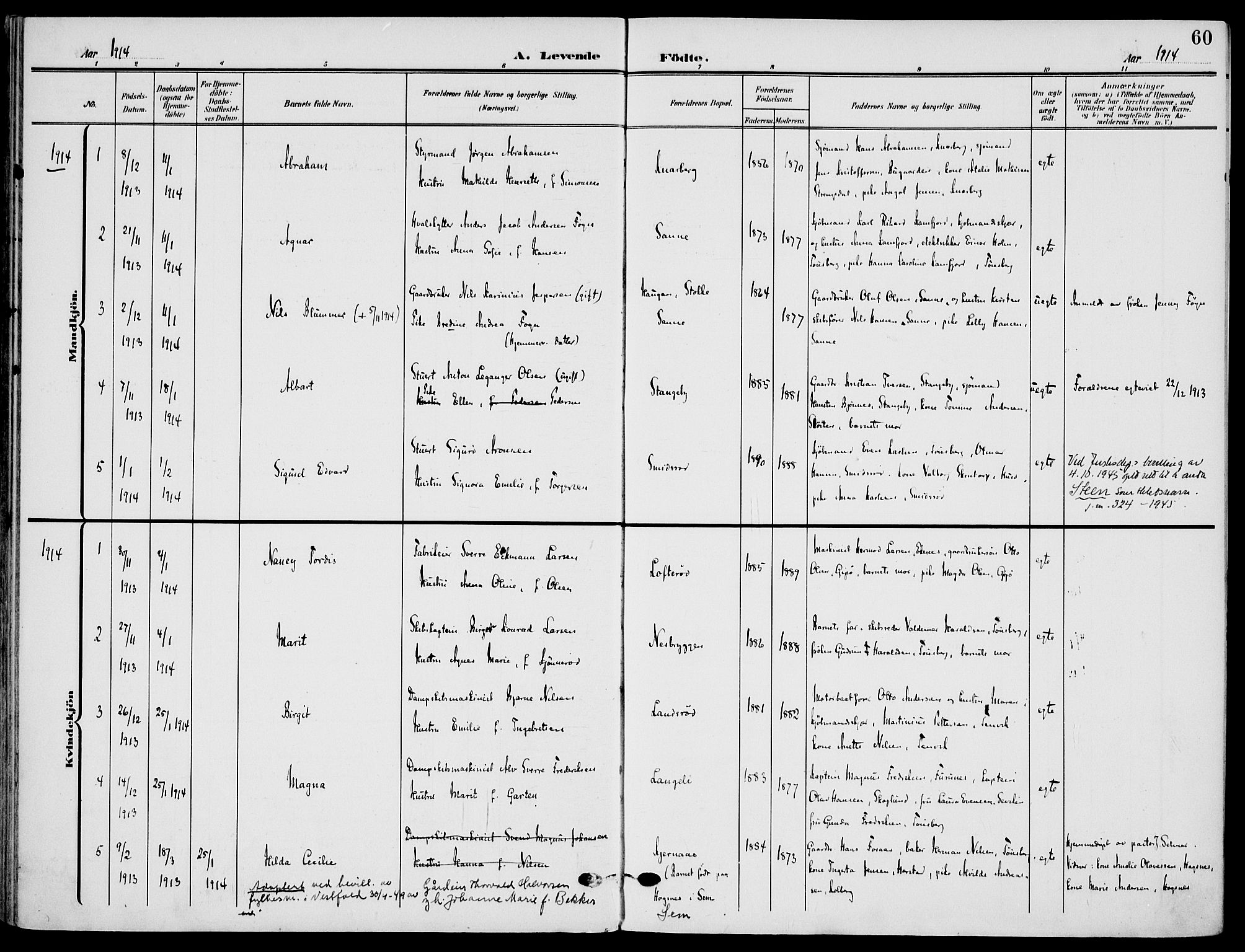 Nøtterøy kirkebøker, AV/SAKO-A-354/F/Fa/L0010: Parish register (official) no. I 10, 1908-1919, p. 60