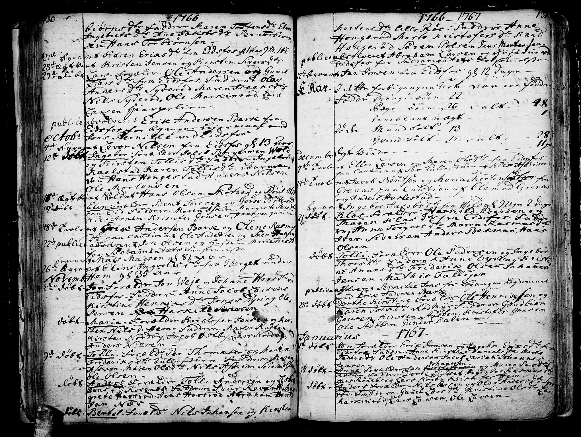 Hof kirkebøker, AV/SAKO-A-64/F/Fa/L0002: Parish register (official) no. I 2, 1746-1781, p. 130-131