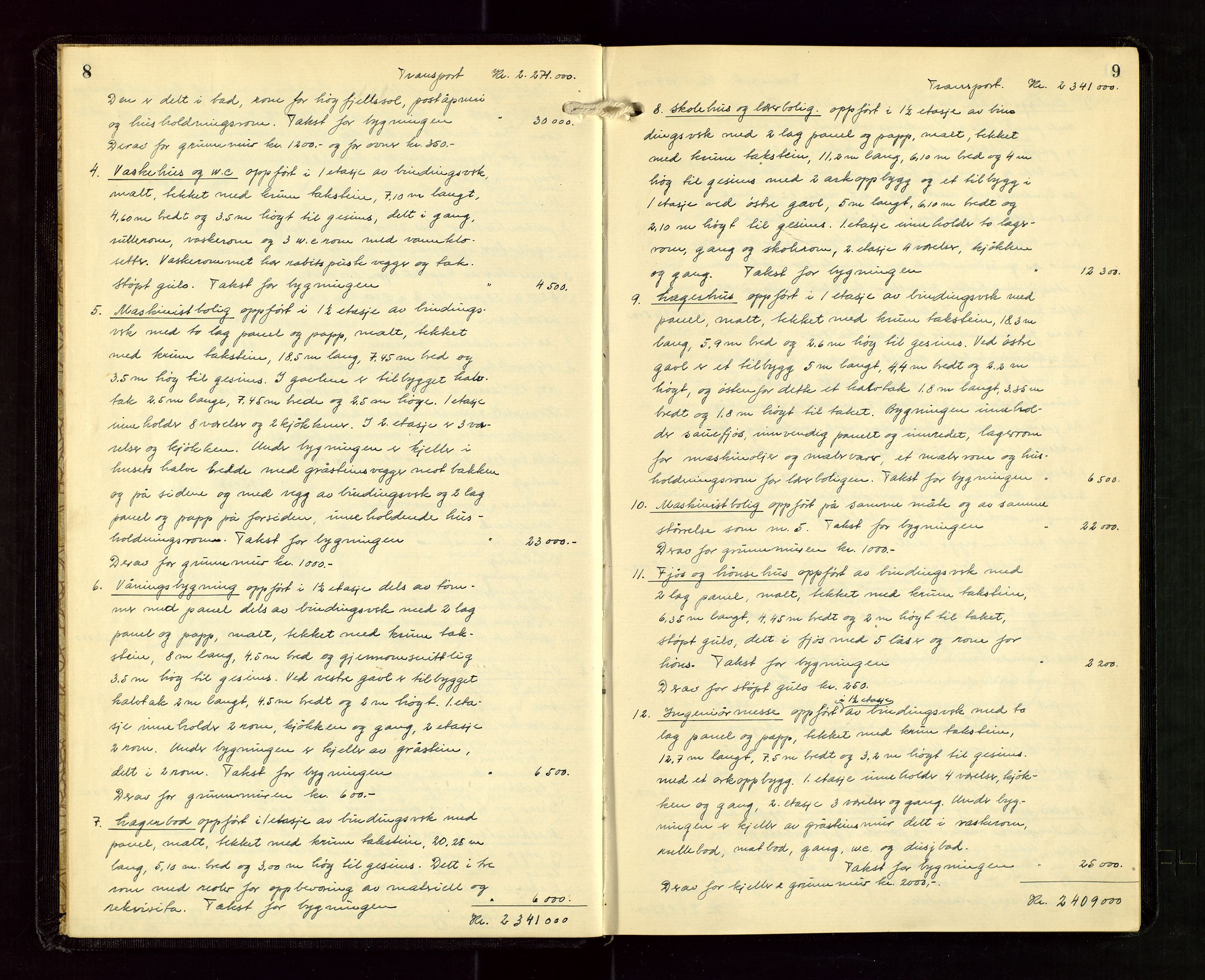 Høle og Forsand lensmannskontor, AV/SAST-A-100127/Goa/L0003: "Brandtakstprotokoll", 1936-1953, p. 8-9