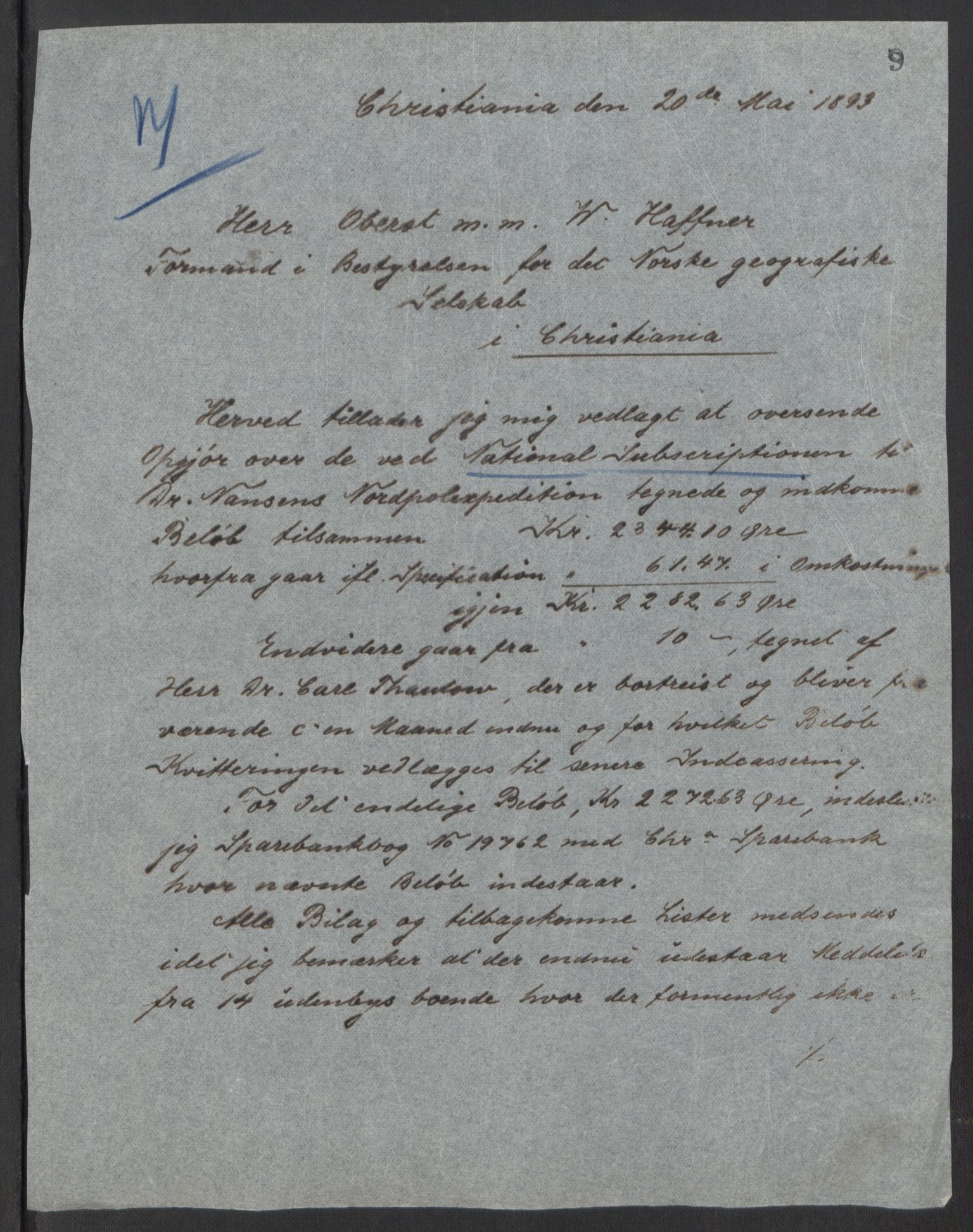 Arbeidskomitéen for Fridtjof Nansens polarekspedisjon, AV/RA-PA-0061/D/L0001/0001: Pengeinnsamlingen / Kopibok, 1893-1895, p. 12