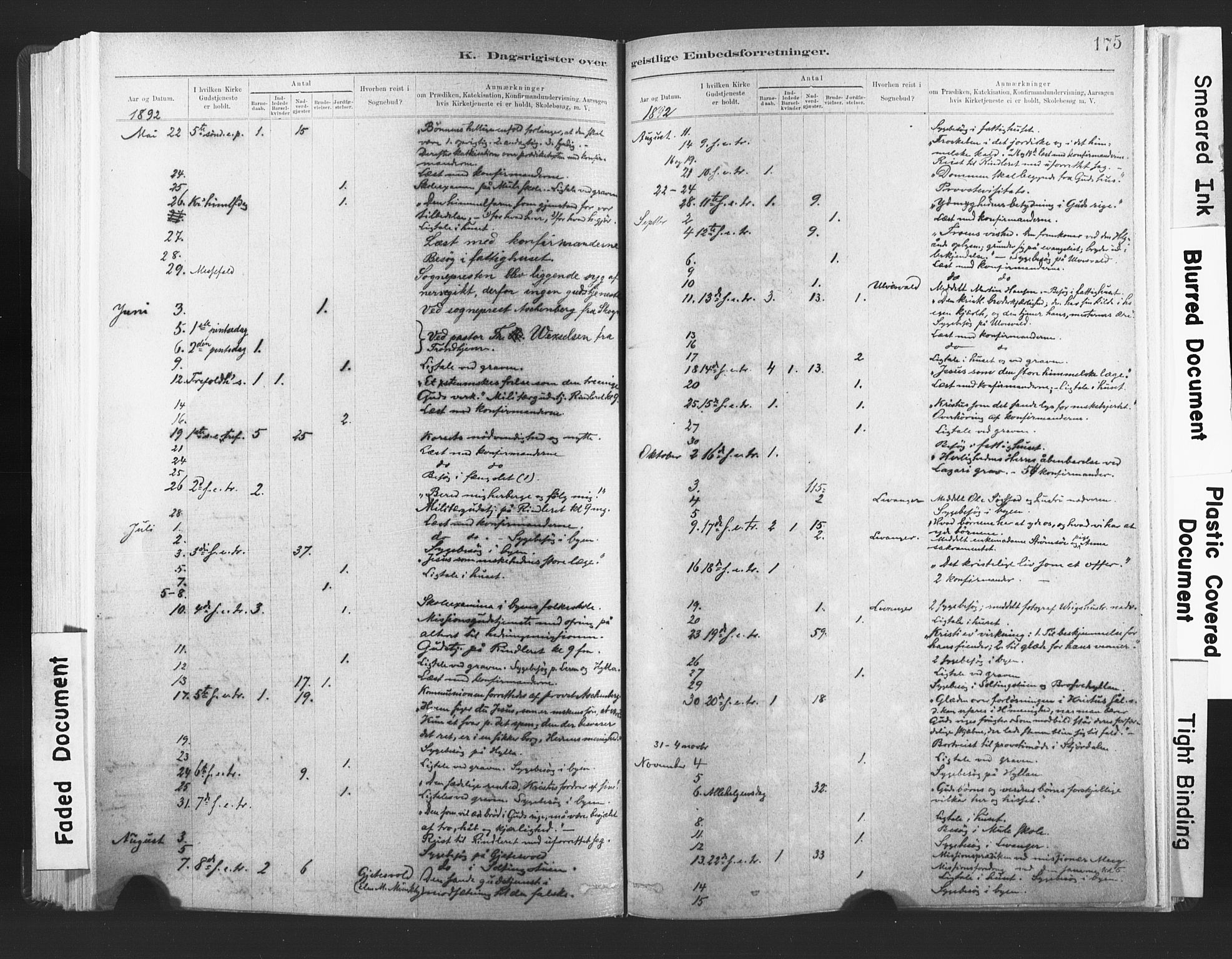 Ministerialprotokoller, klokkerbøker og fødselsregistre - Nord-Trøndelag, SAT/A-1458/720/L0189: Parish register (official) no. 720A05, 1880-1911, p. 175