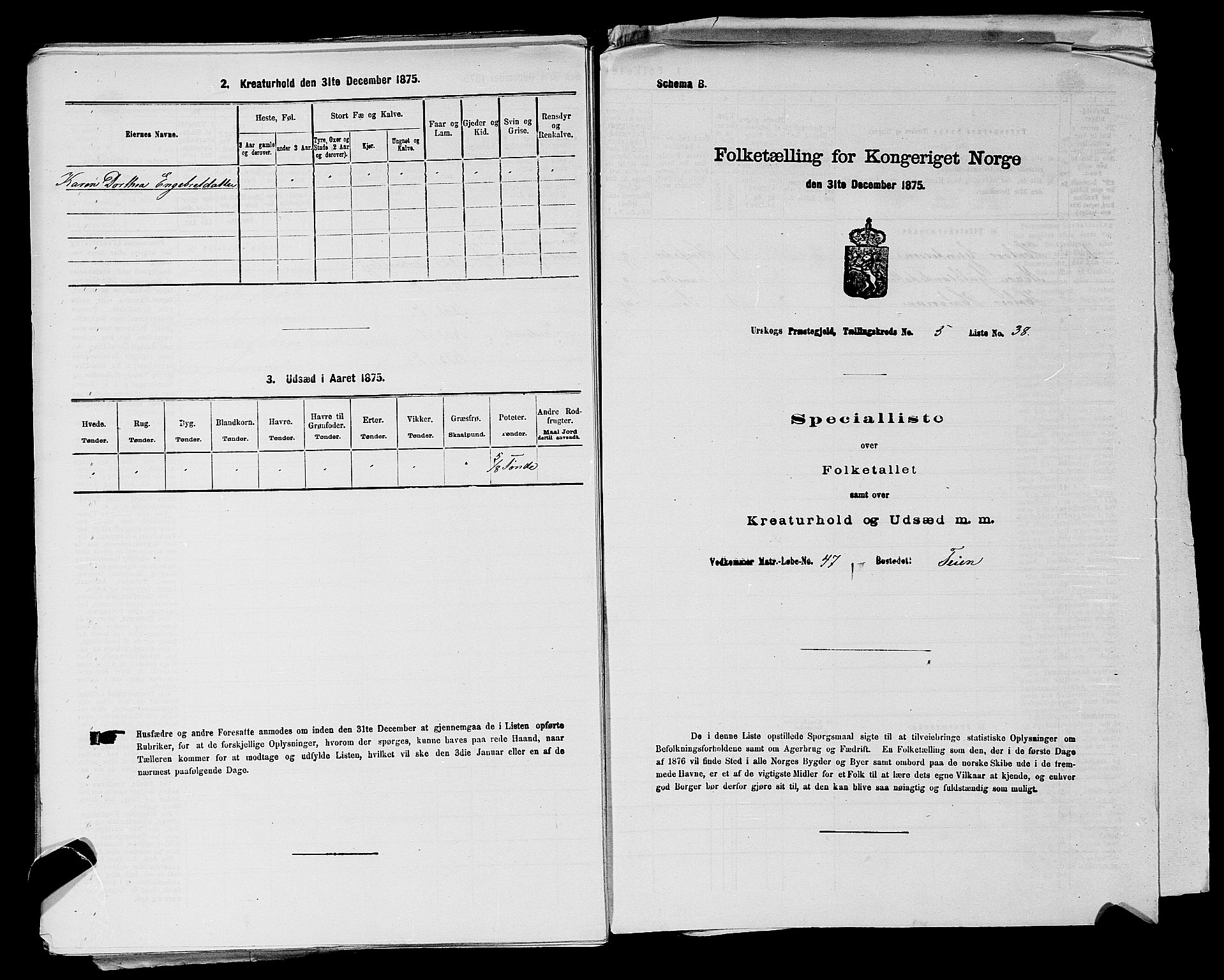 RA, 1875 census for 0224P Aurskog, 1875, p. 602