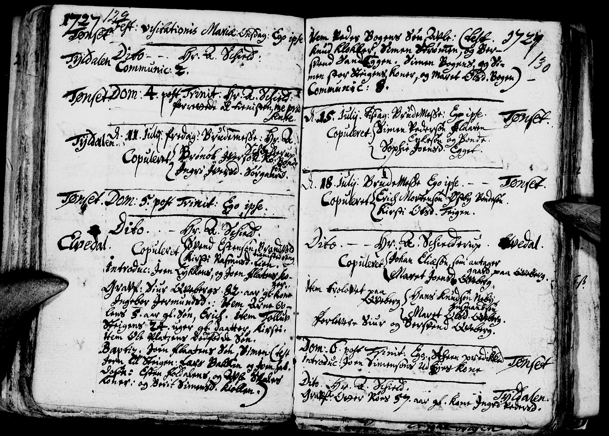 Tynset prestekontor, SAH/PREST-058/H/Ha/Haa/L0001: Parish register (official) no. 1, 1722-1732, p. 129-130