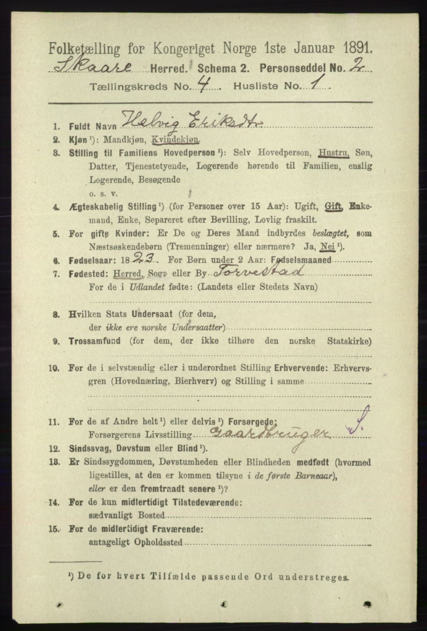 RA, 1891 census for 1153 Skåre, 1891, p. 1755