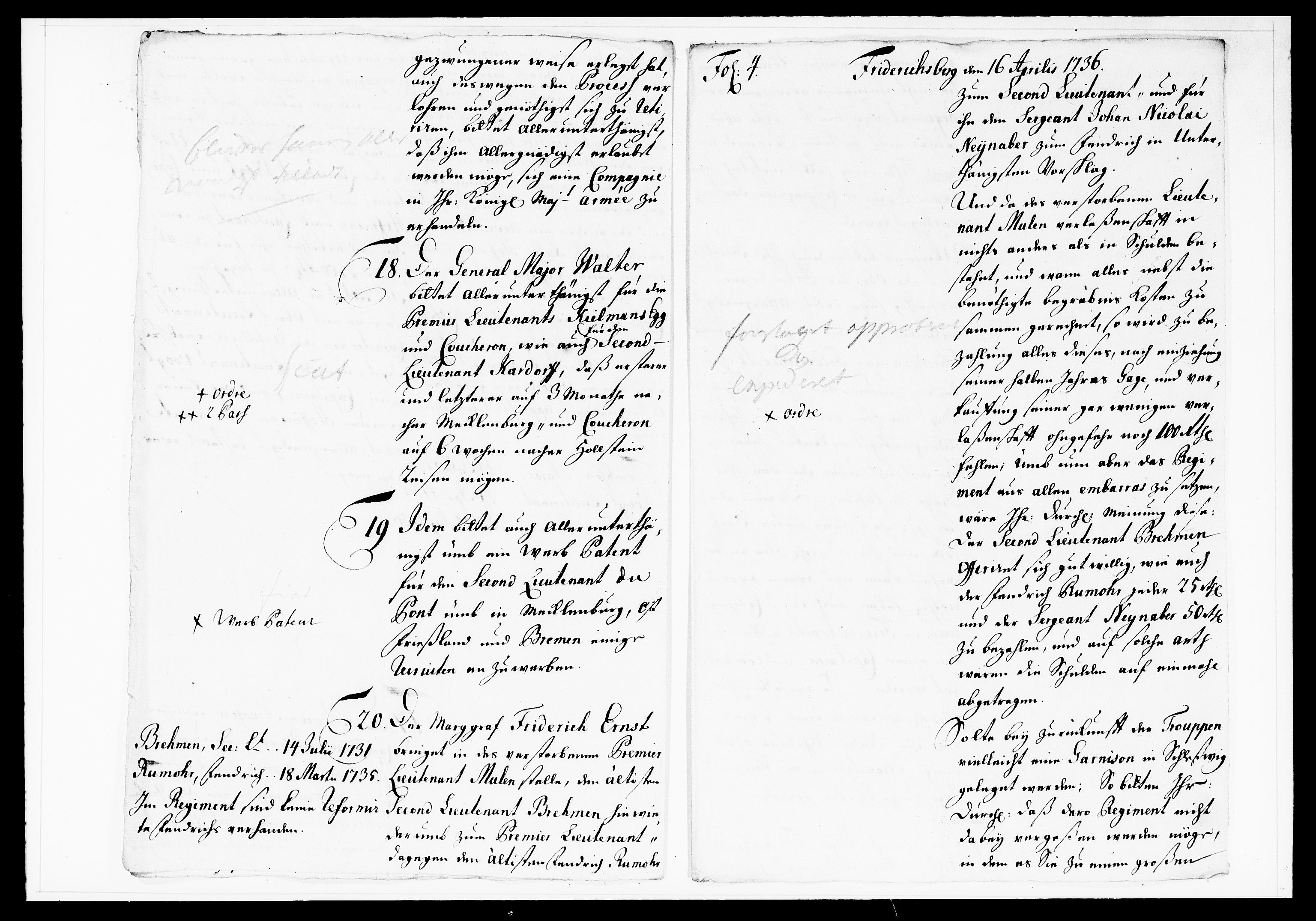 Krigskollegiet, Krigskancelliet, DRA/A-0006/-/1130-1137: Refererede sager, 1736, p. 143
