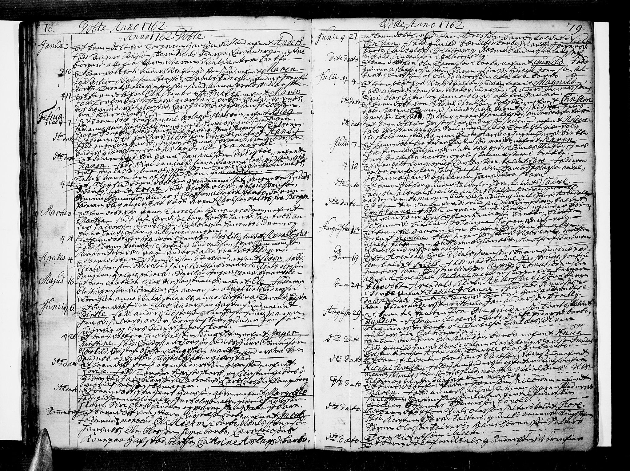Tromøy sokneprestkontor, AV/SAK-1111-0041/F/Fa/L0001: Parish register (official) no. A 1, 1747-1793, p. 78-79