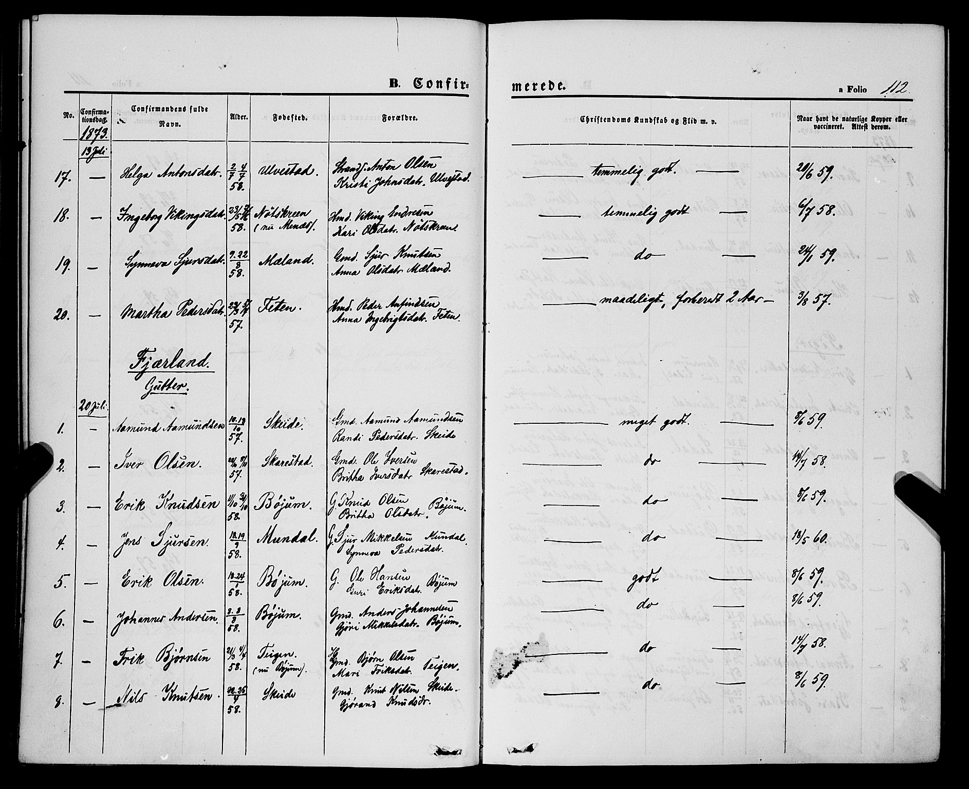 Balestrand sokneprestembete, AV/SAB-A-79601/H/Haa/Haaa/L0003: Parish register (official) no. A 3, 1867-1878, p. 112