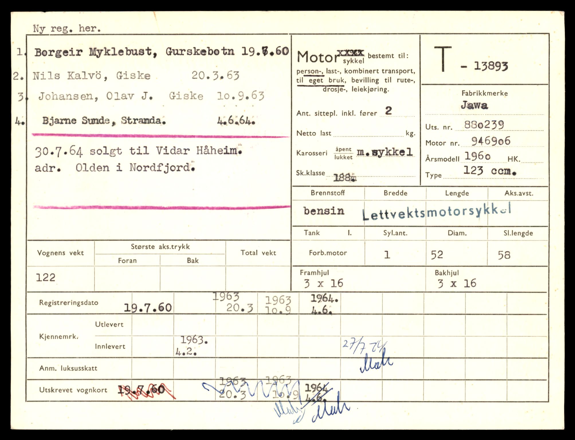 Møre og Romsdal vegkontor - Ålesund trafikkstasjon, AV/SAT-A-4099/F/Fe/L0041: Registreringskort for kjøretøy T 13710 - T 13905, 1927-1998, p. 3167