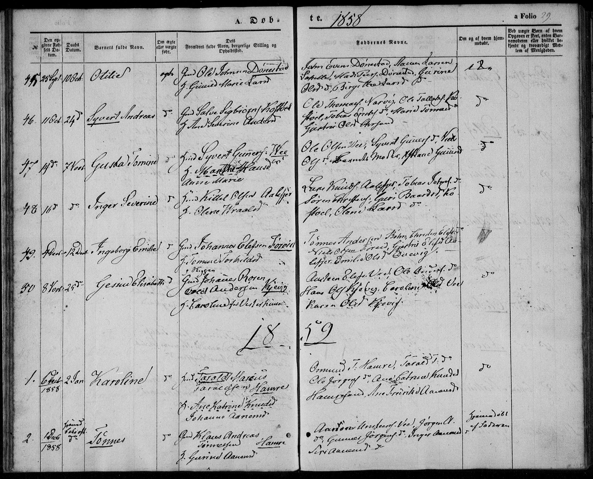 Tveit sokneprestkontor, SAK/1111-0043/F/Fa/L0005: Parish register (official) no. A 5, 1853-1871, p. 29