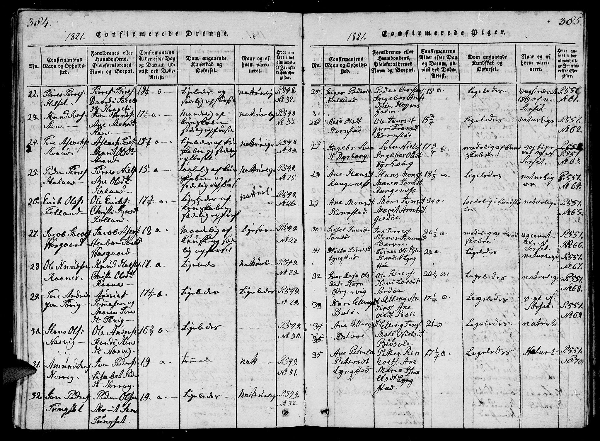 Ministerialprotokoller, klokkerbøker og fødselsregistre - Møre og Romsdal, SAT/A-1454/570/L0831: Parish register (official) no. 570A05, 1819-1829, p. 384-385