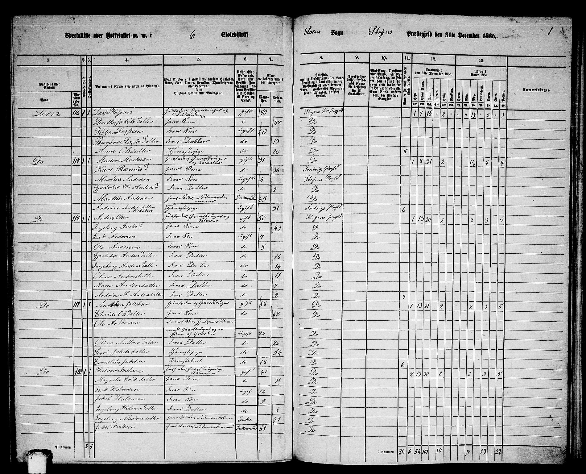 RA, 1865 census for Stryn, 1865, p. 69