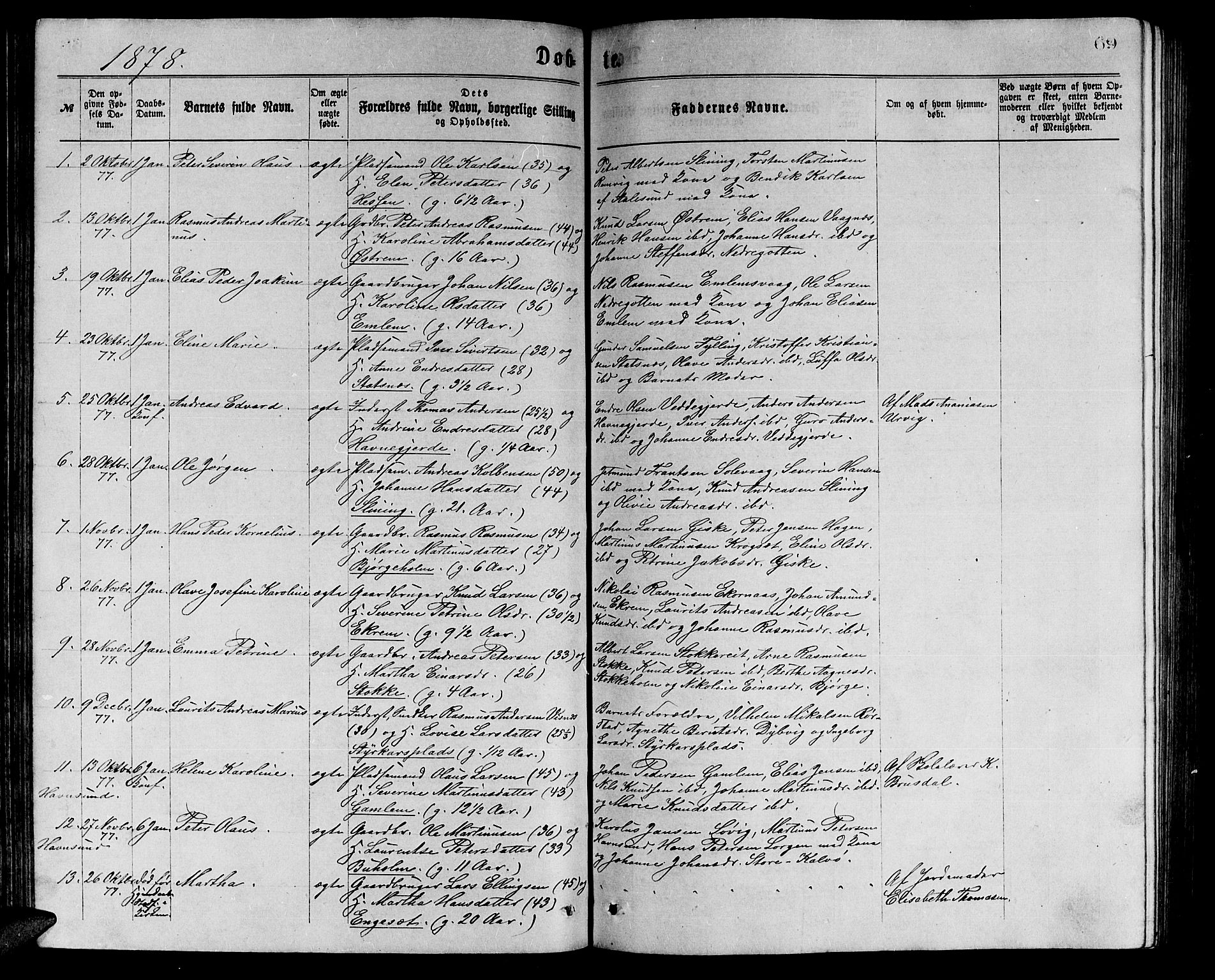 Ministerialprotokoller, klokkerbøker og fødselsregistre - Møre og Romsdal, AV/SAT-A-1454/528/L0429: Parish register (copy) no. 528C10, 1872-1886, p. 69