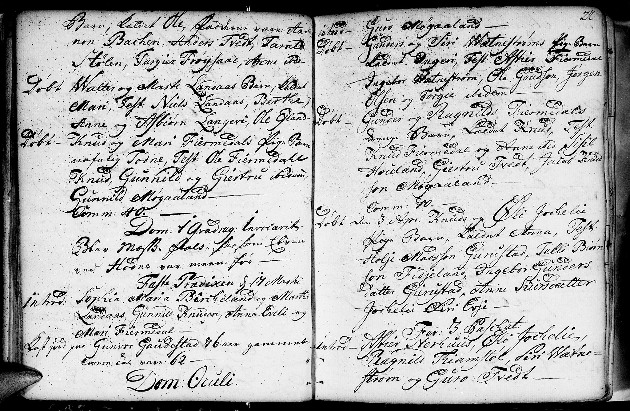 Evje sokneprestkontor, SAK/1111-0008/F/Fa/Fac/L0002: Parish register (official) no. A 2, 1765-1816, p. 22