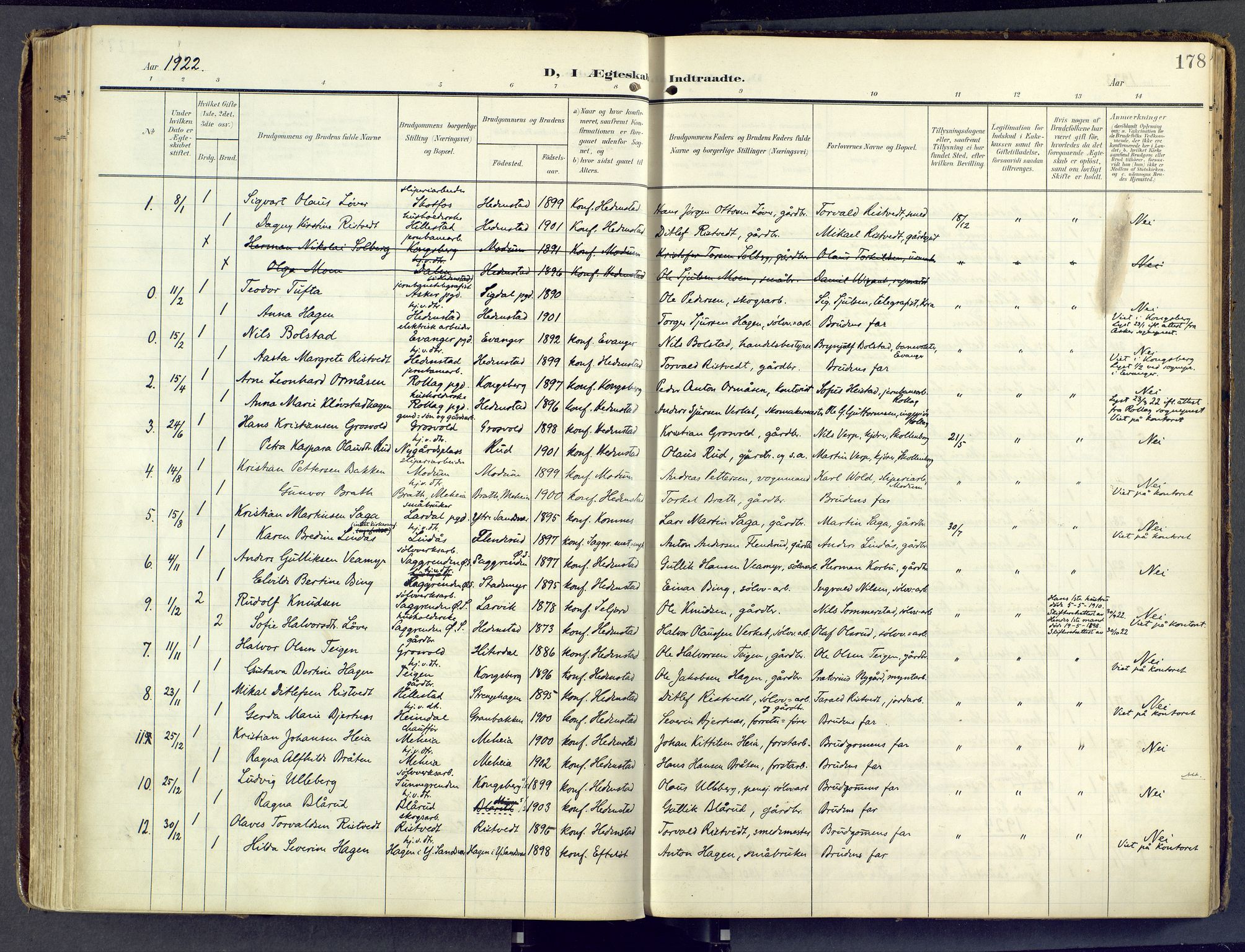 Sandsvær kirkebøker, SAKO/A-244/F/Fd/L0002: Parish register (official) no. IV 2, 1906-1943, p. 178