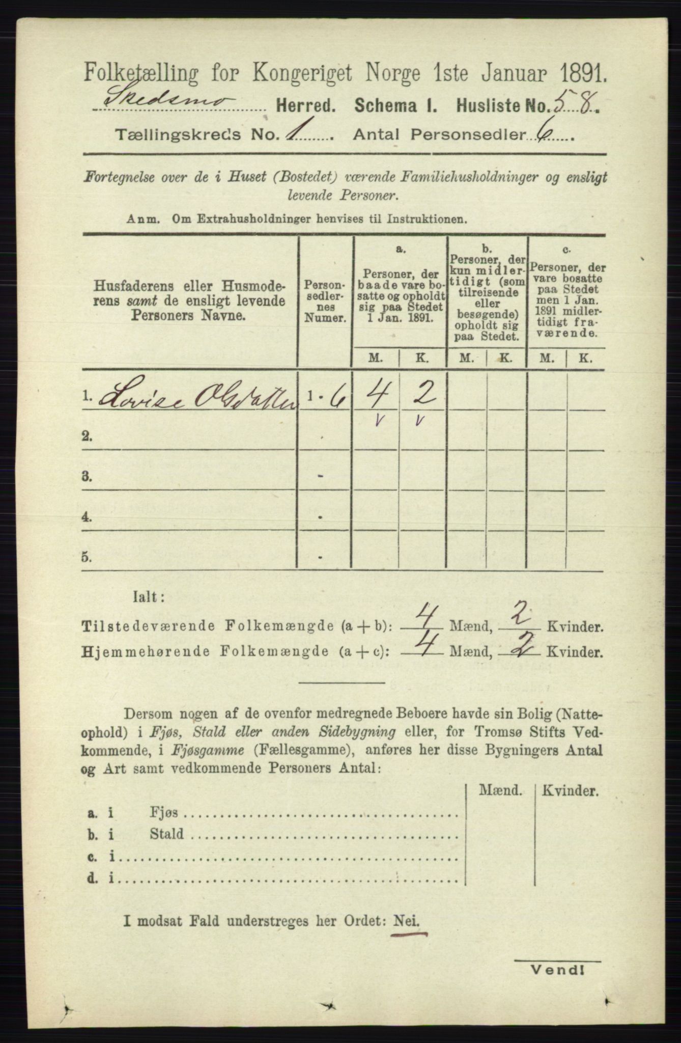 RA, 1891 census for 0231 Skedsmo, 1891, p. 87