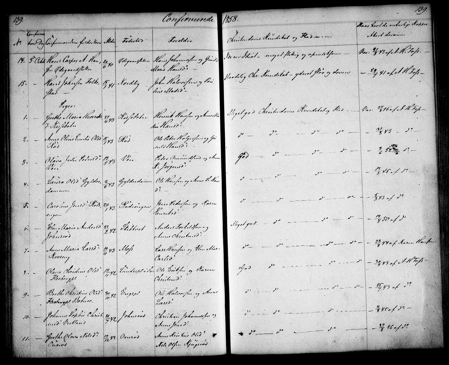 Våler prestekontor Kirkebøker, AV/SAO-A-11083/F/Fa/L0006: Parish register (official) no. I 6, 1840-1861, p. 139