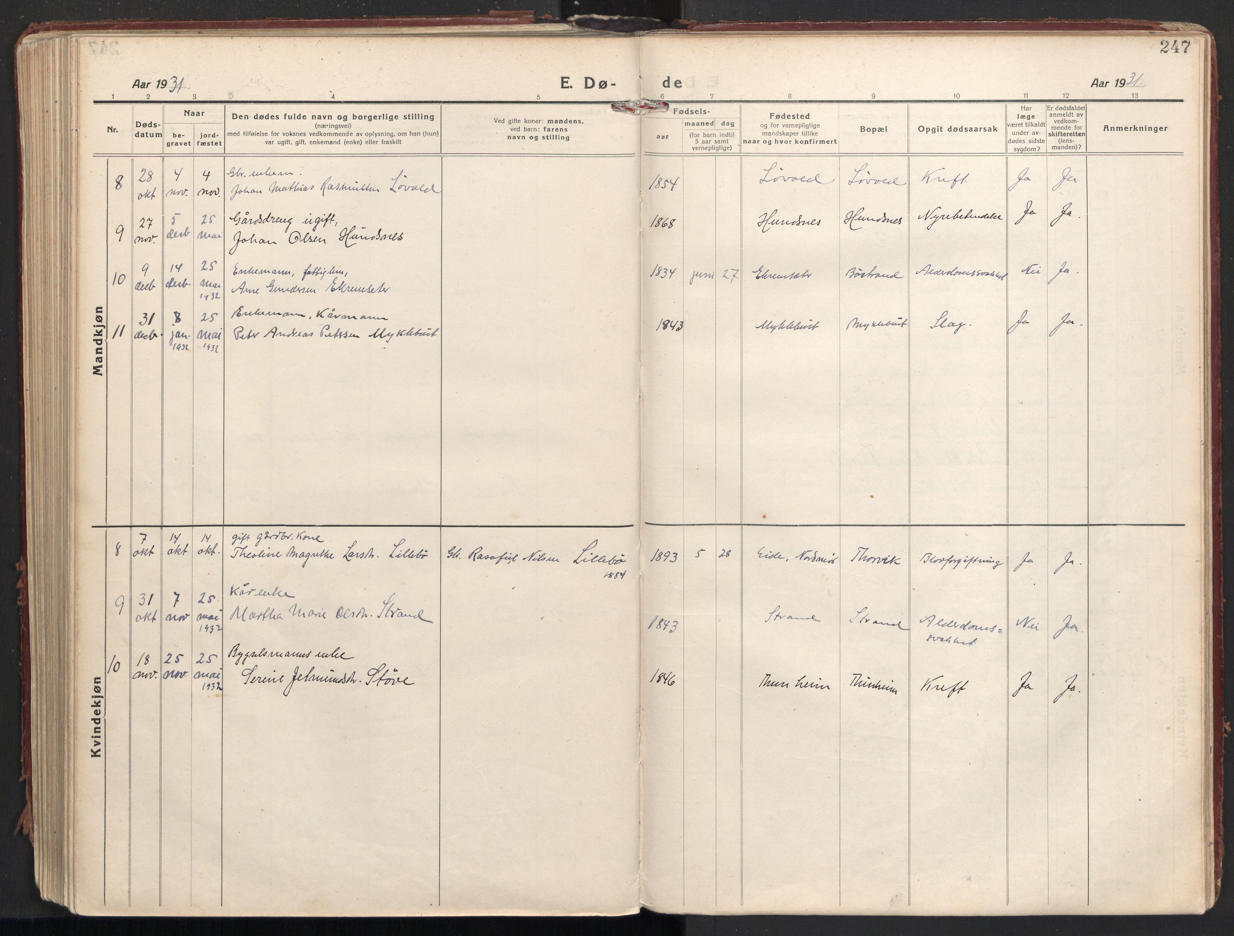 Ministerialprotokoller, klokkerbøker og fødselsregistre - Møre og Romsdal, AV/SAT-A-1454/501/L0012: Parish register (official) no. 501A12, 1920-1946, p. 247