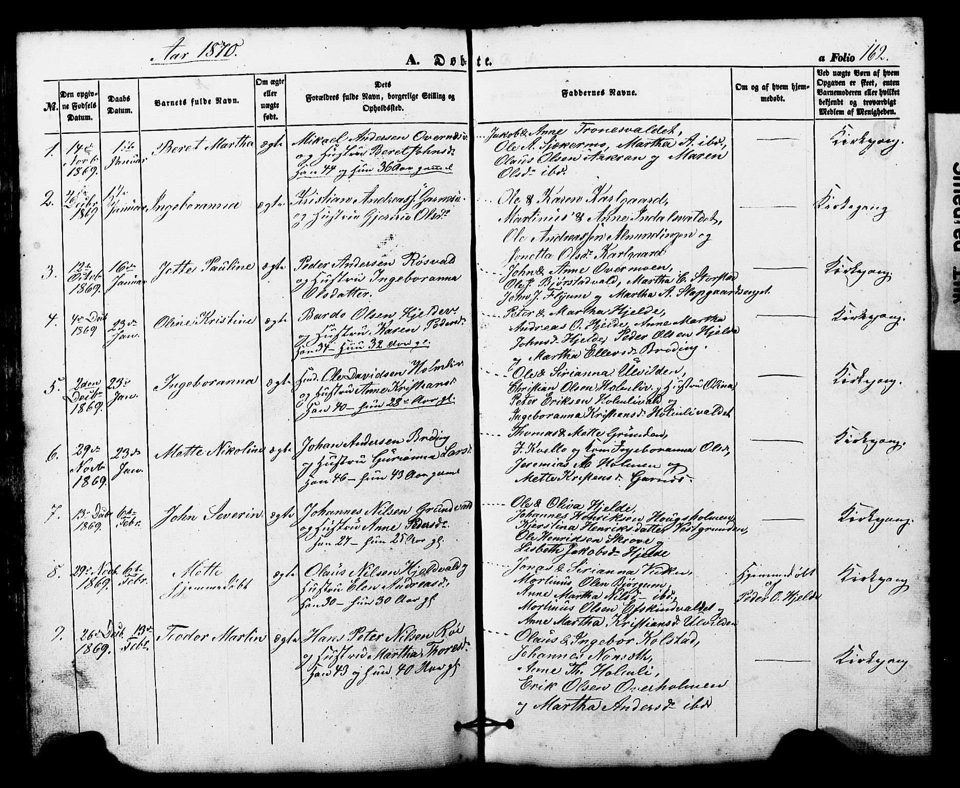 Ministerialprotokoller, klokkerbøker og fødselsregistre - Nord-Trøndelag, SAT/A-1458/724/L0268: Parish register (copy) no. 724C04, 1846-1878, p. 162