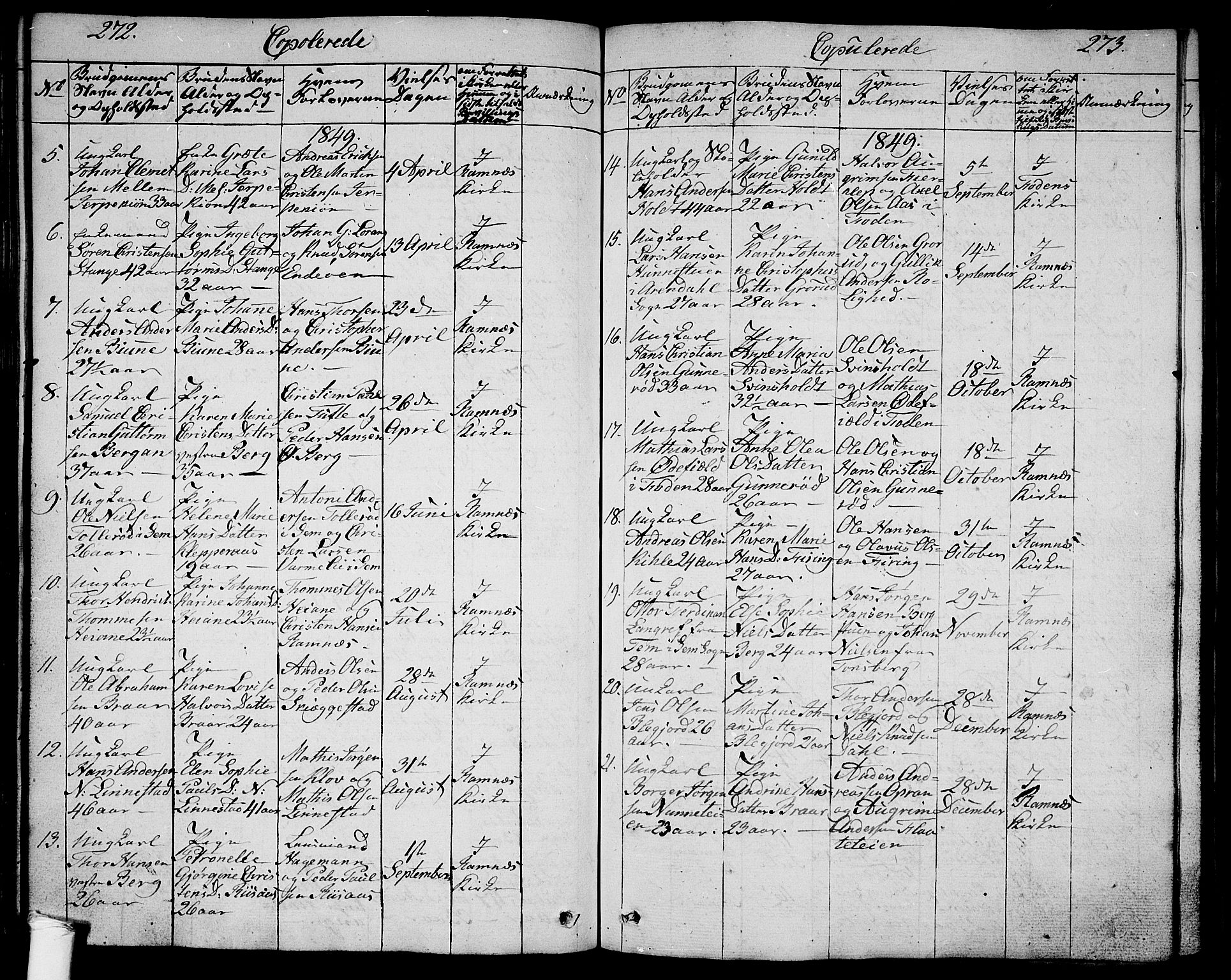 Ramnes kirkebøker, SAKO/A-314/G/Ga/L0002: Parish register (copy) no. I 2, 1848-1870, p. 272-273
