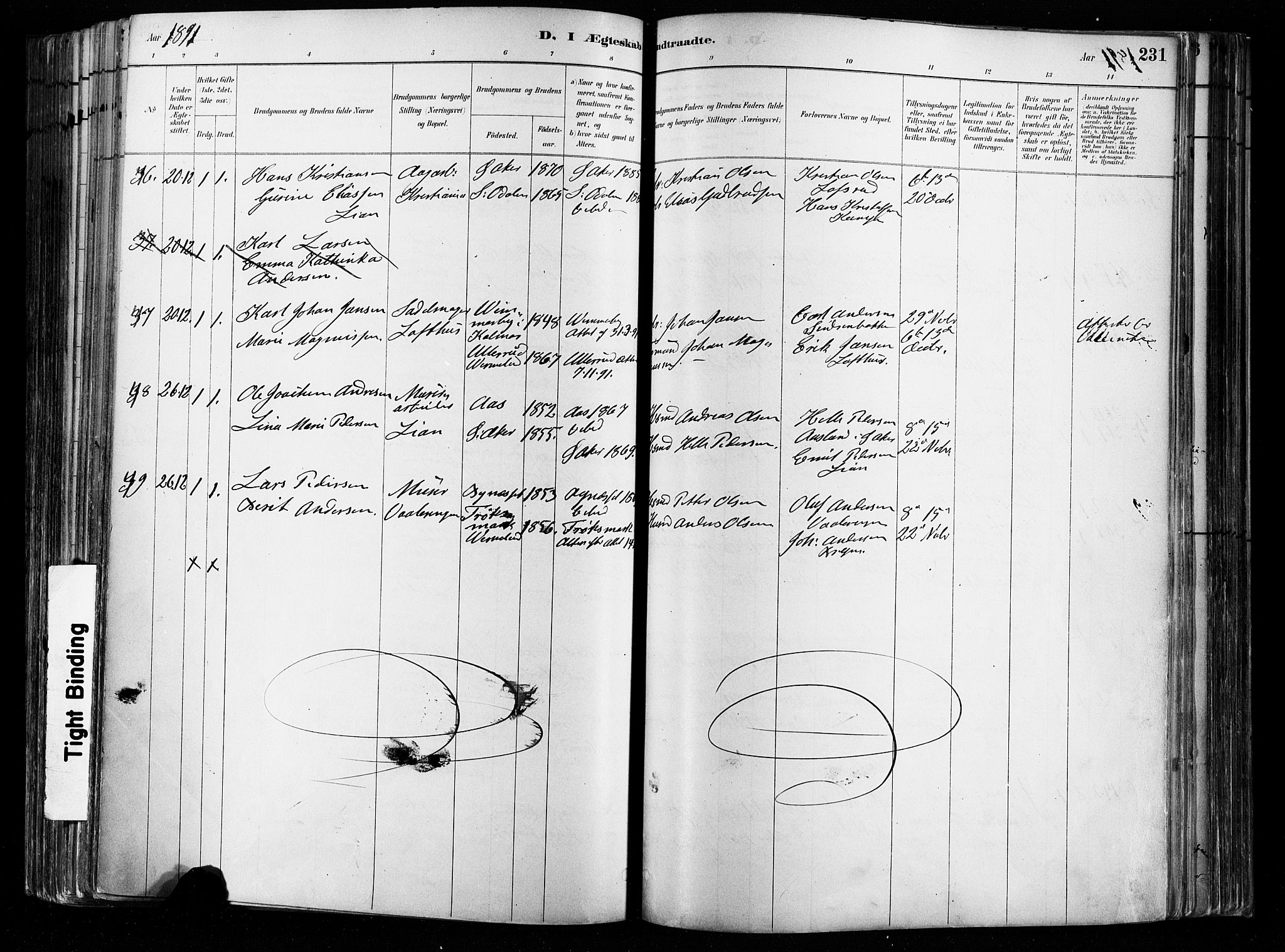 Østre Aker prestekontor Kirkebøker, SAO/A-10840/F/Fa/L0008: Parish register (official) no. I 8, 1883-1894, p. 231