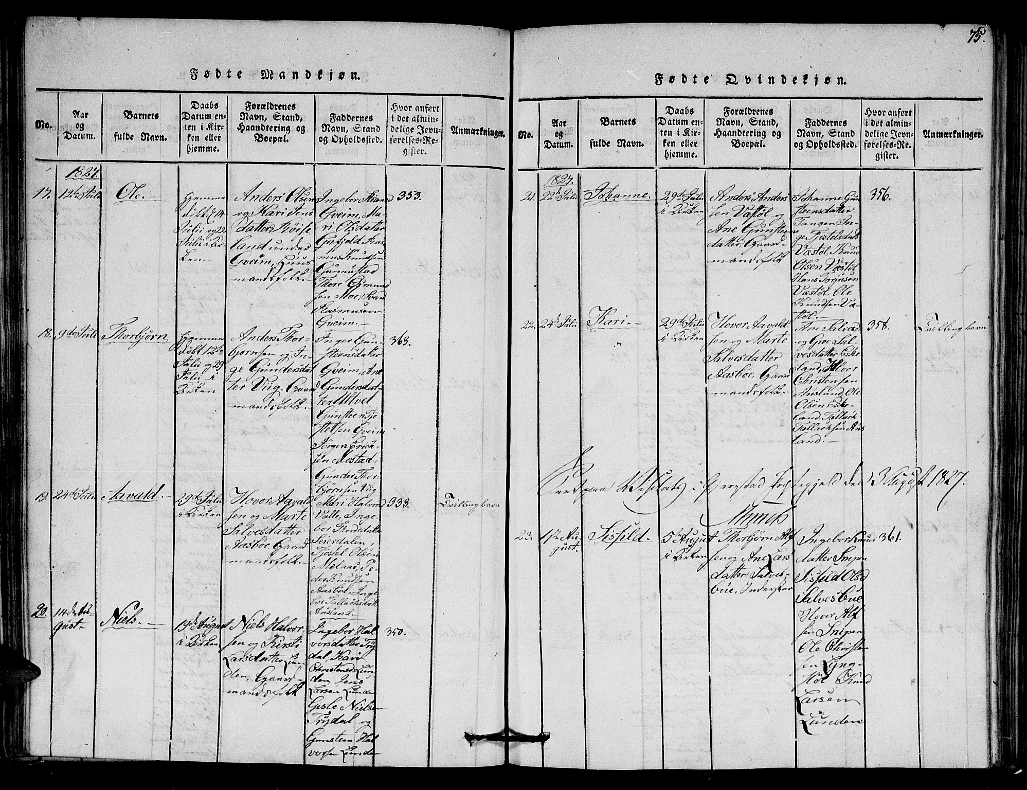 Gjerstad sokneprestkontor, AV/SAK-1111-0014/F/Fa/Faa/L0004: Parish register (official) no. A 4, 1816-1829, p. 75