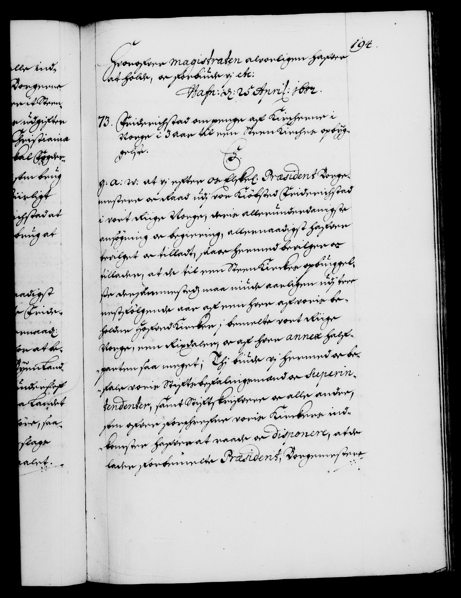 Danske Kanselli 1572-1799, RA/EA-3023/F/Fc/Fca/Fcaa/L0013: Norske registre (mikrofilm), 1681-1684, p. 194a