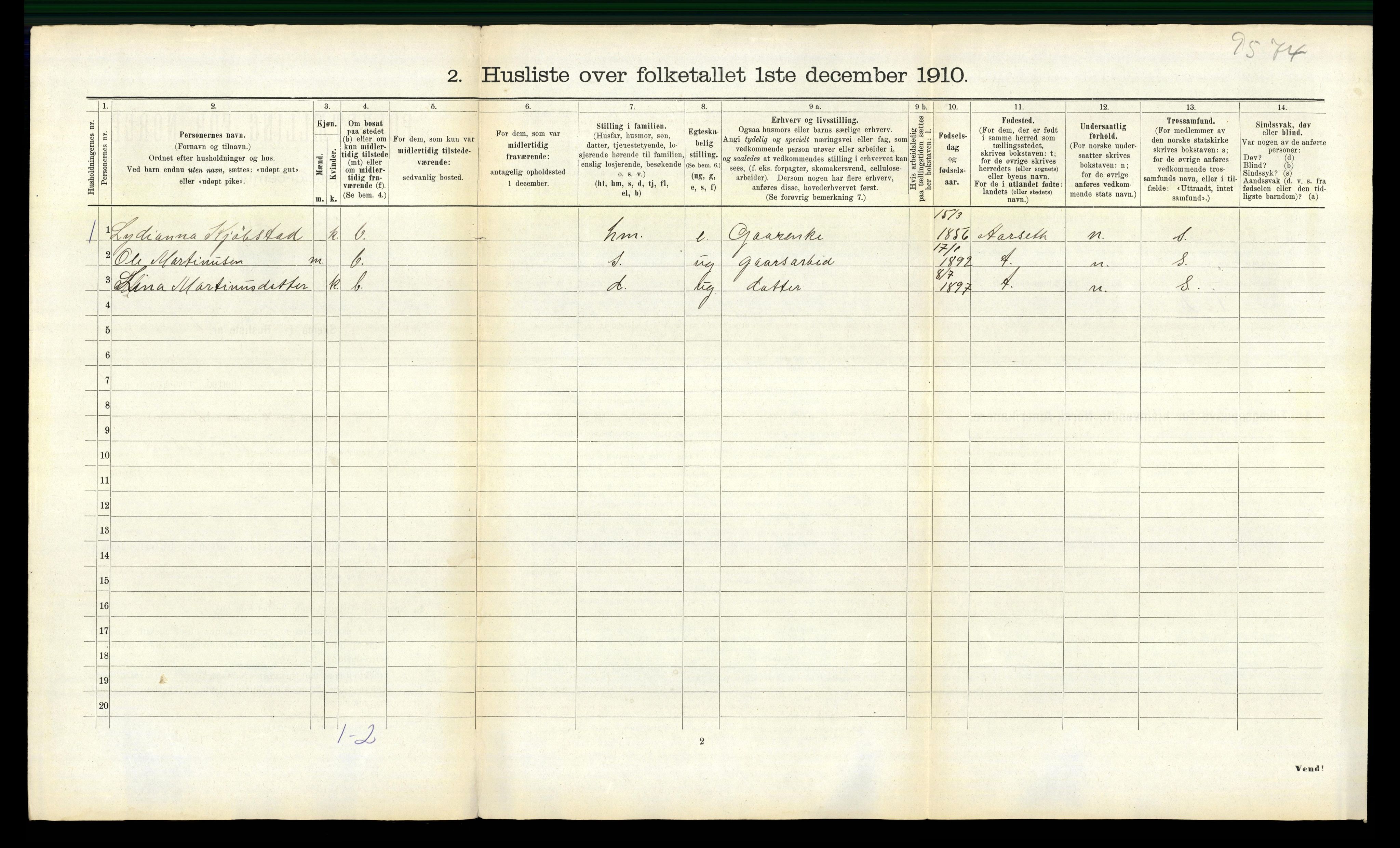 RA, 1910 census for Sylte, 1910, p. 429