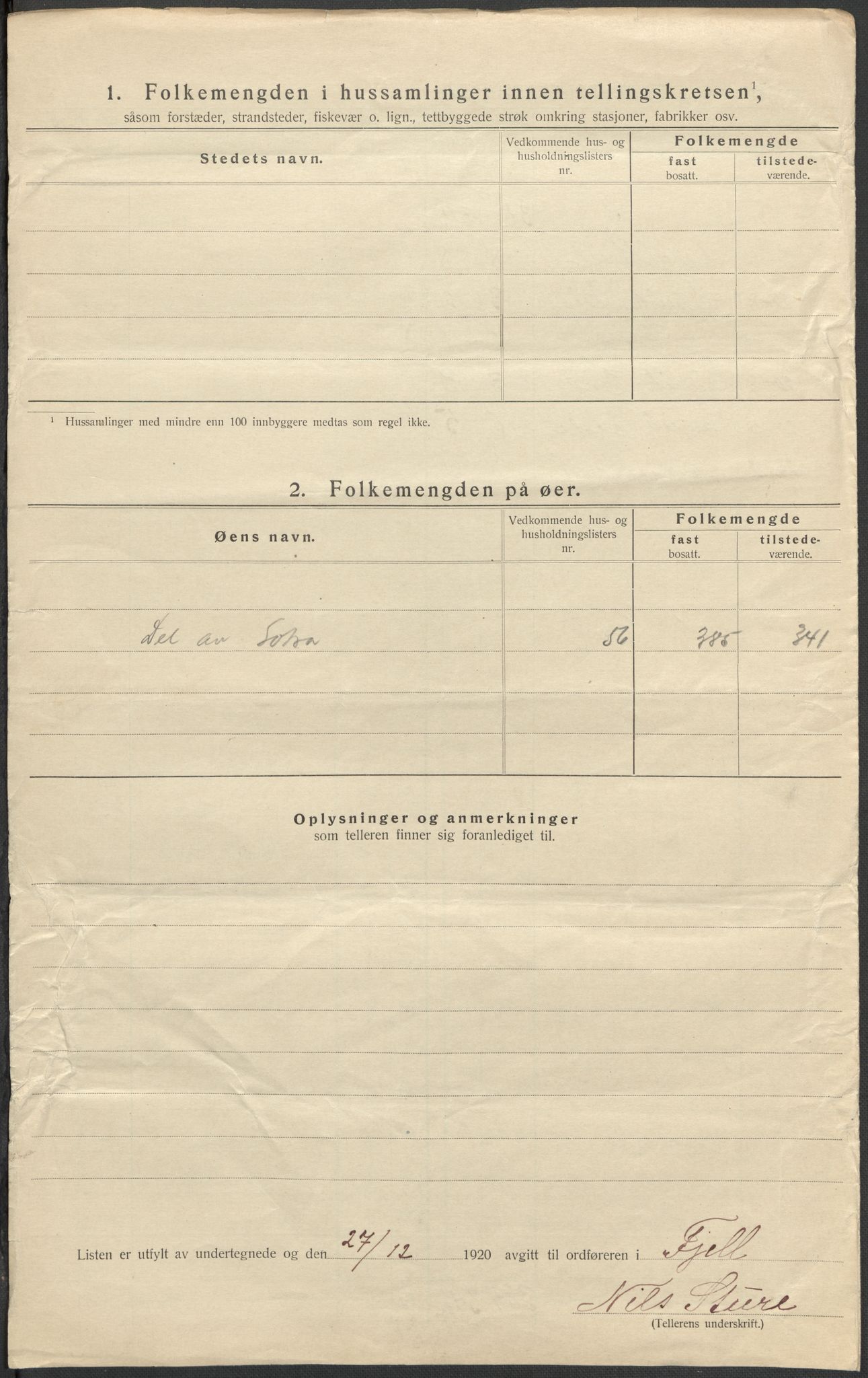 SAB, 1920 census for Fjell, 1920, p. 18