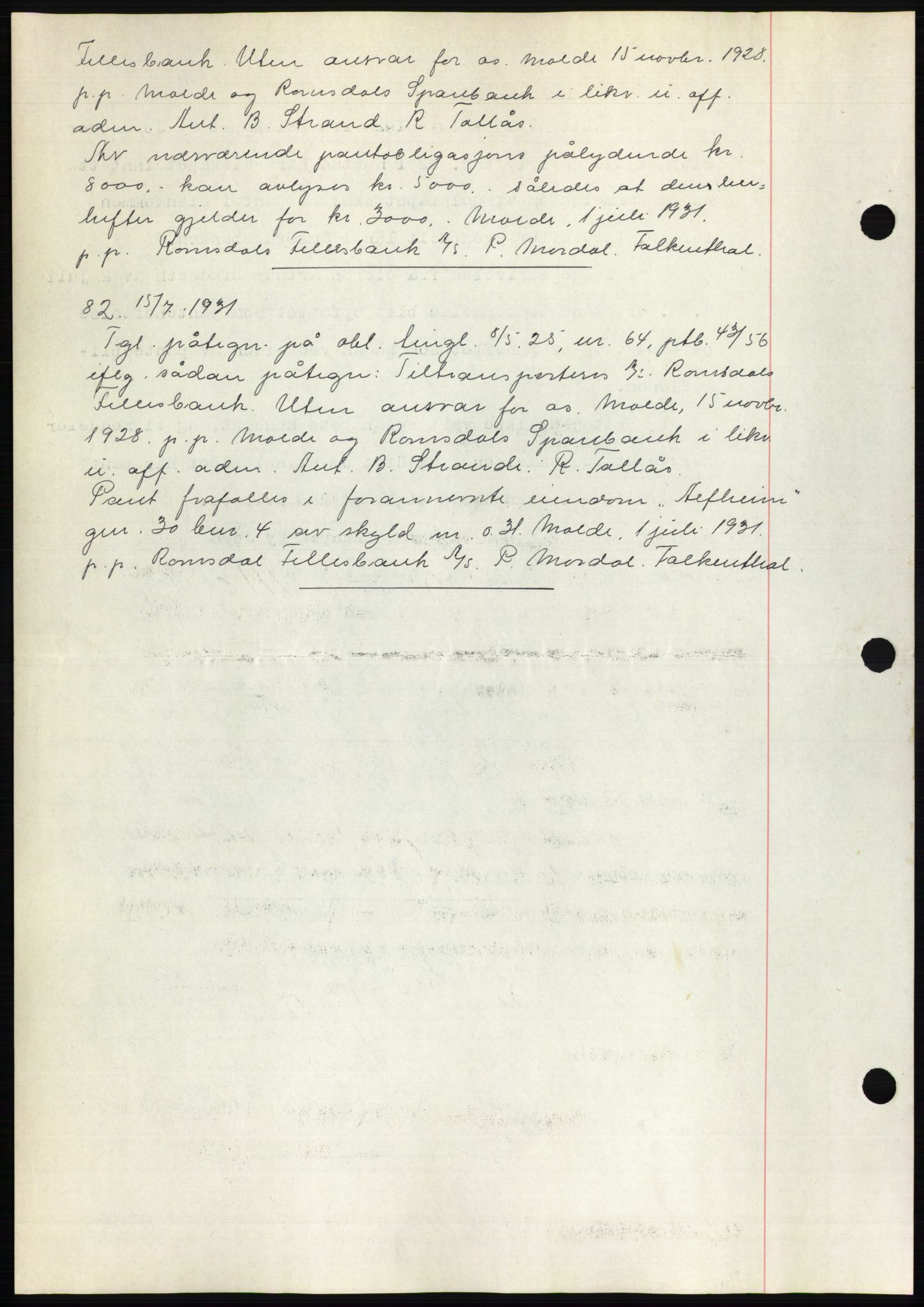 Romsdal sorenskriveri, AV/SAT-A-4149/1/2/2C/L0059: Mortgage book no. 53, 1931-1931, Deed date: 15.07.1931