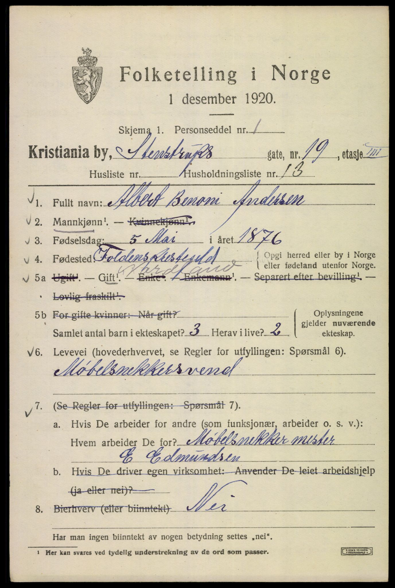 SAO, 1920 census for Kristiania, 1920, p. 539253