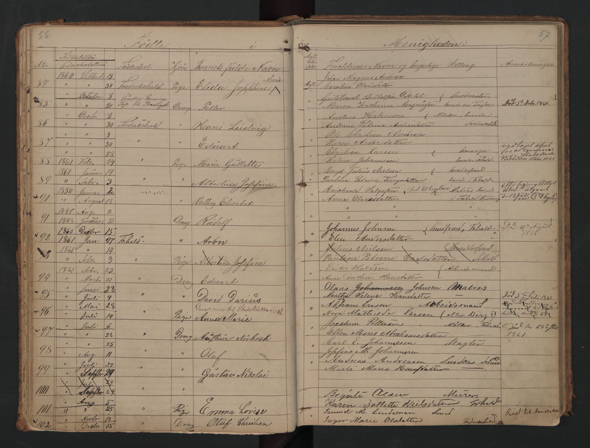 Halden metodistkirke - menighetsprotokoller, SAO/PAO-0266/F/L0001: Dissenter register no. 1, 1845-1874, p. 56-57