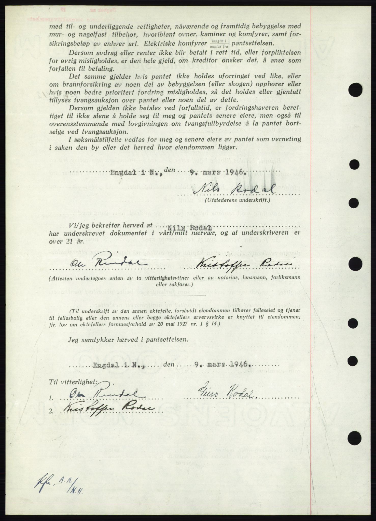 Nordmøre sorenskriveri, AV/SAT-A-4132/1/2/2Ca: Mortgage book no. B93b, 1946-1946, Diary no: : 419/1946