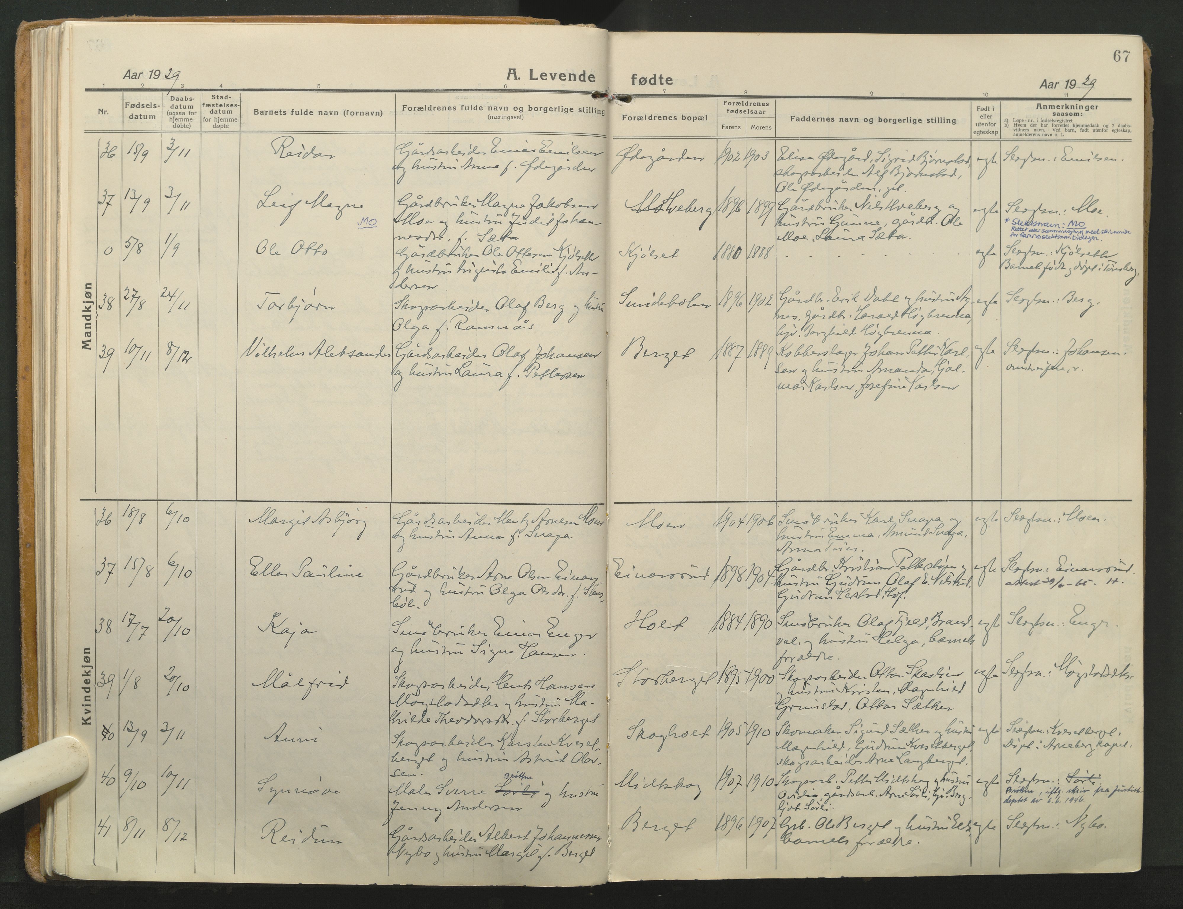 Grue prestekontor, AV/SAH-PREST-036/H/Ha/Haa/L0018: Parish register (official) no. 18, 1923-1940, p. 67