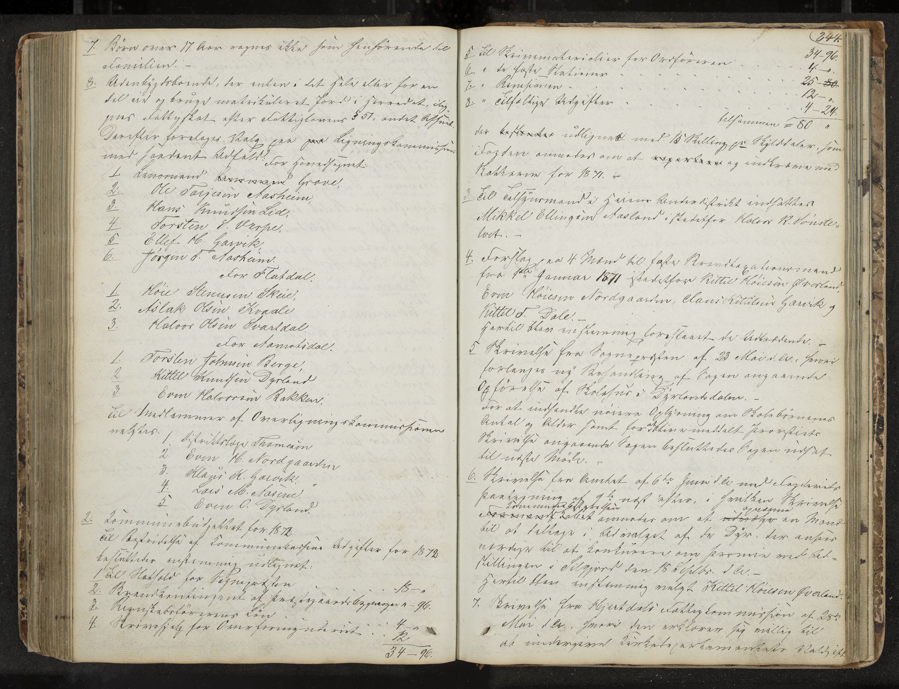 Seljord formannskap og sentraladministrasjon, IKAK/0828021/A/Aa/L0001: Møtebok med register, 1838-1879, p. 244