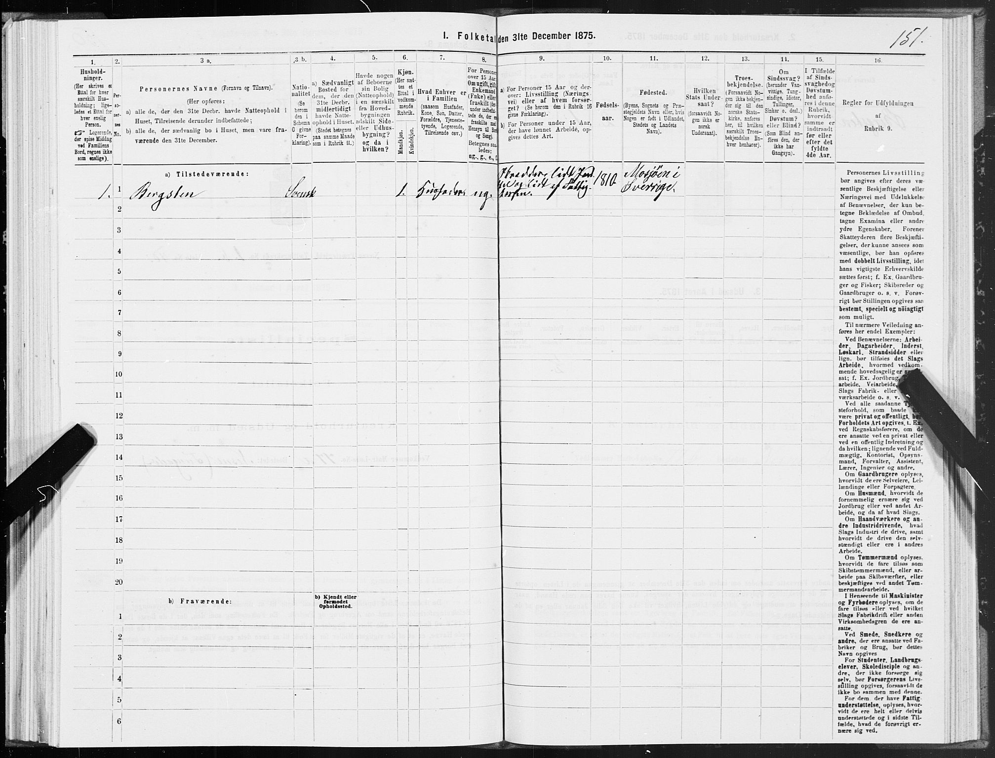 SAT, 1875 census for 1828P Nesna, 1875, p. 1151