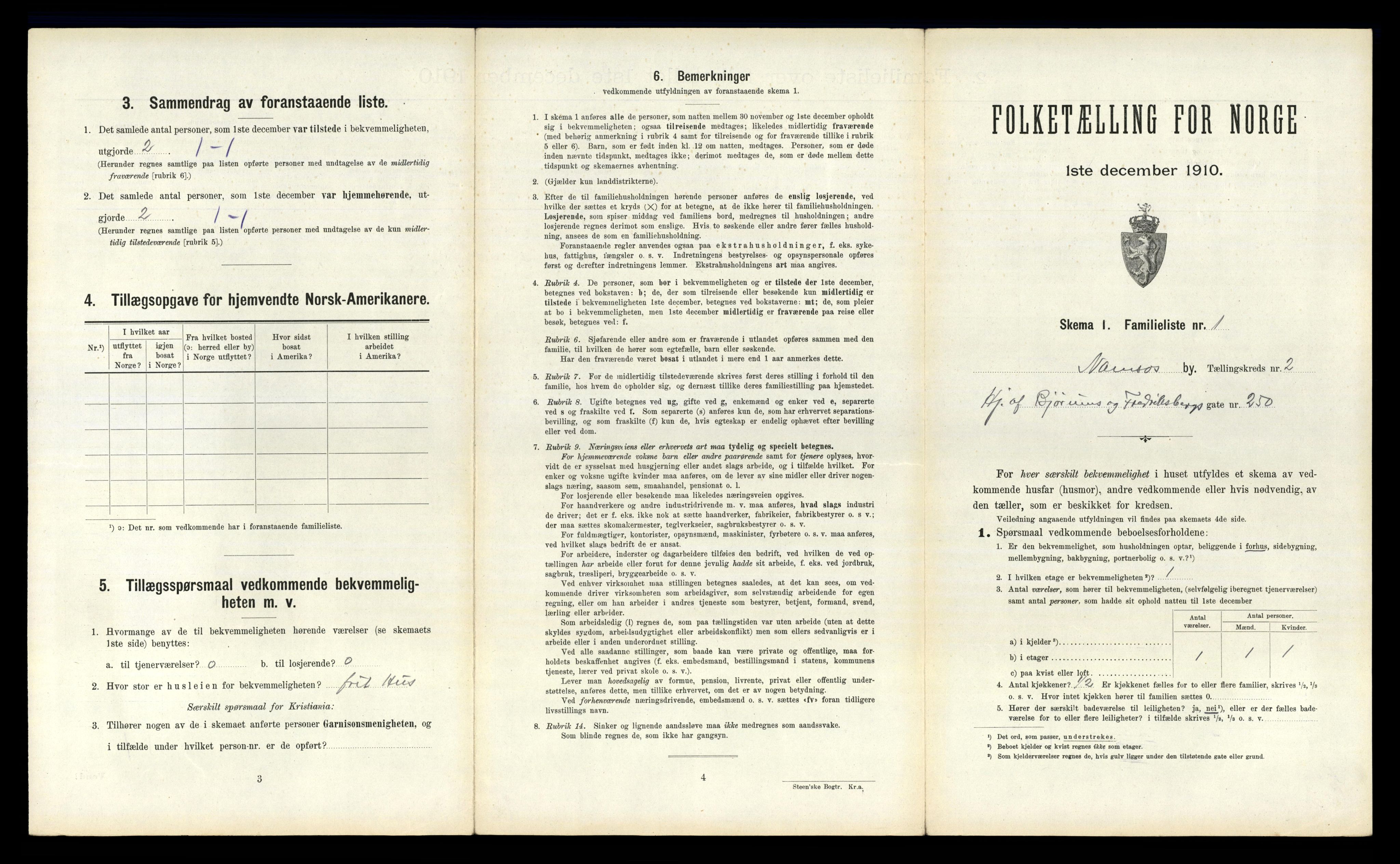 RA, 1910 census for Namsos, 1910, p. 364